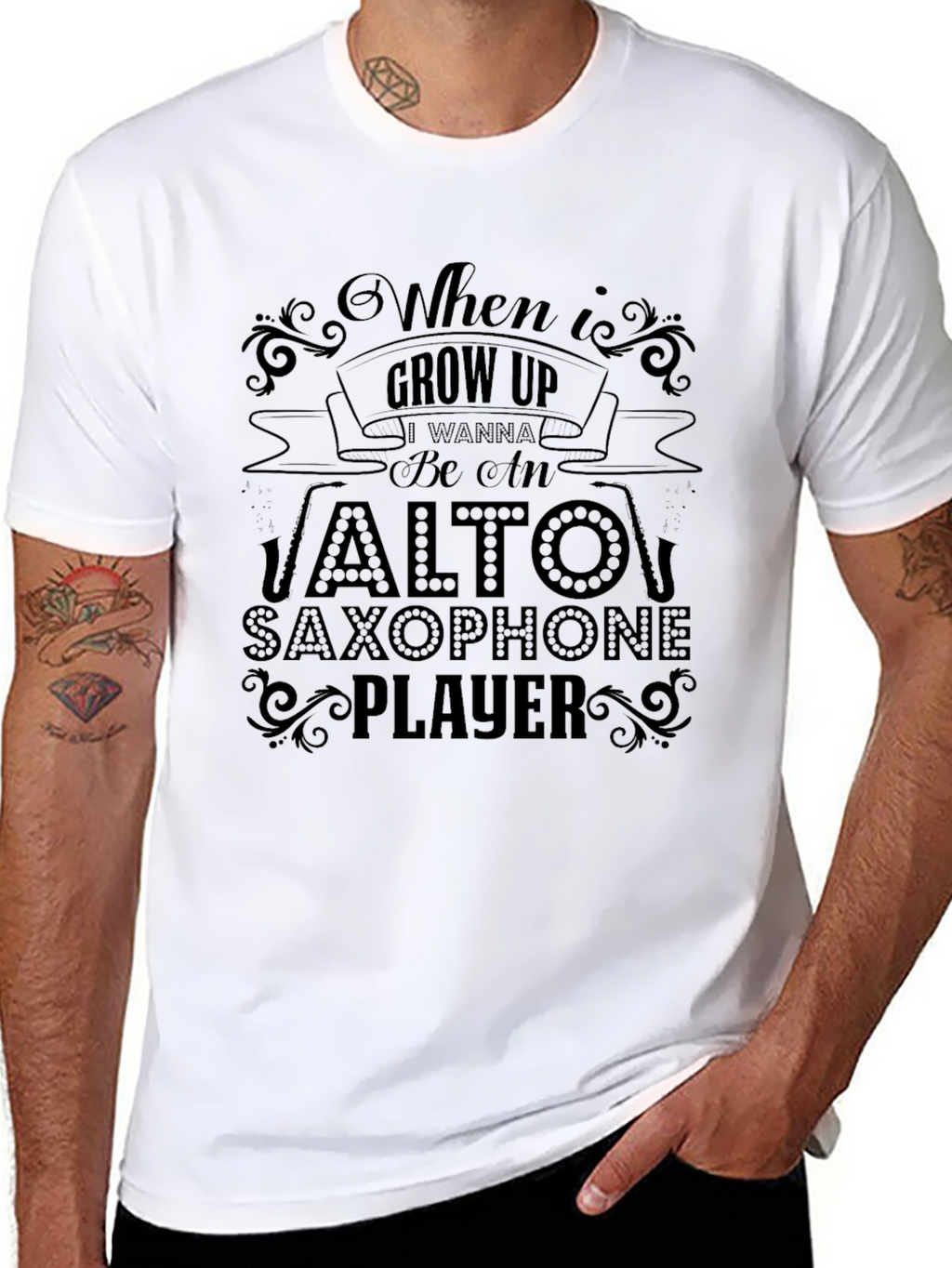 Alto Saxophone Player Black Graphic Tee