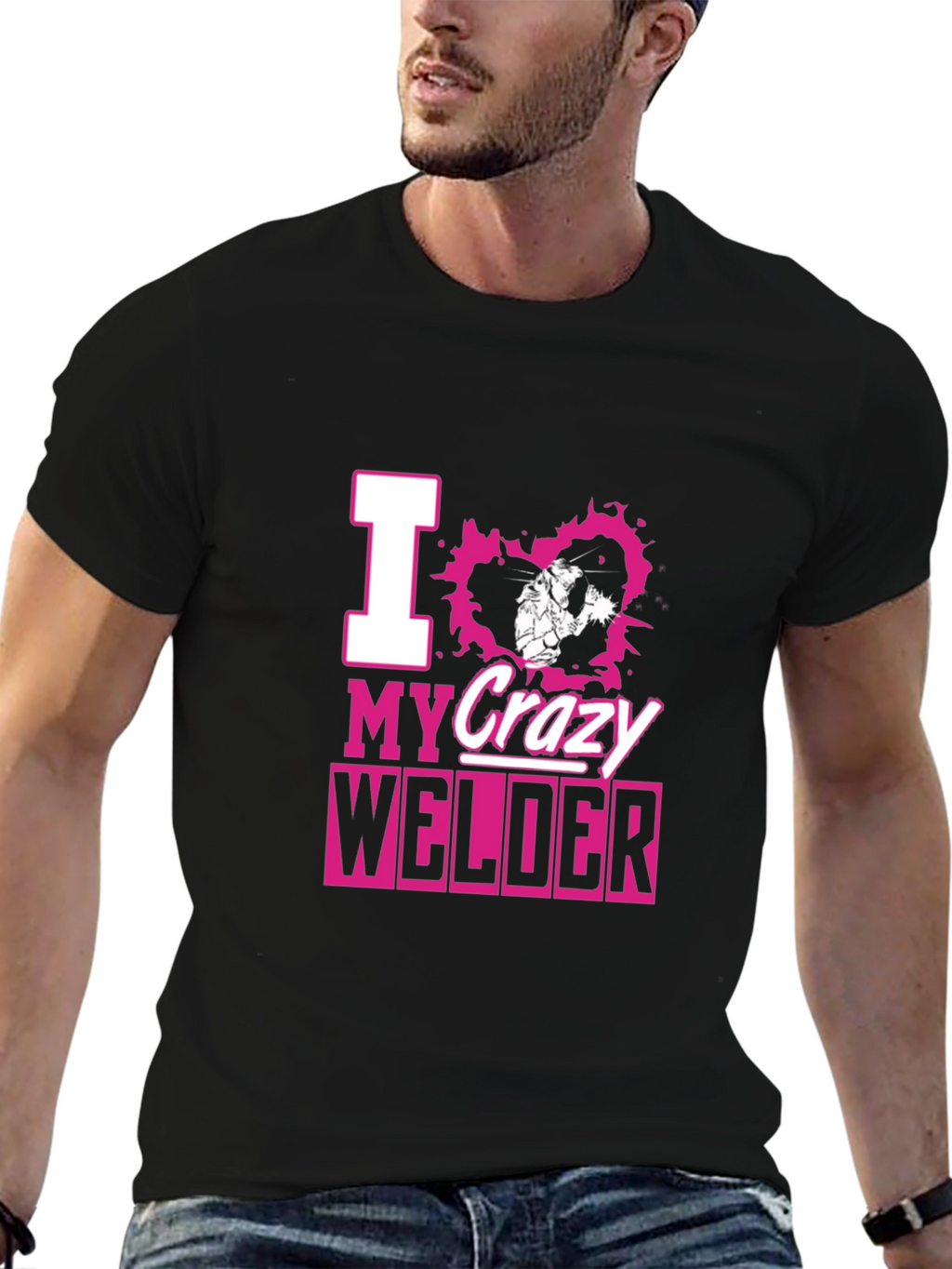 I Love My Crazy Welder Black T-Shirt