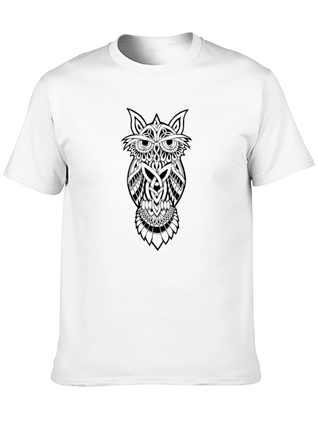 Celtic Owl Graphic Tee - Black Cotton