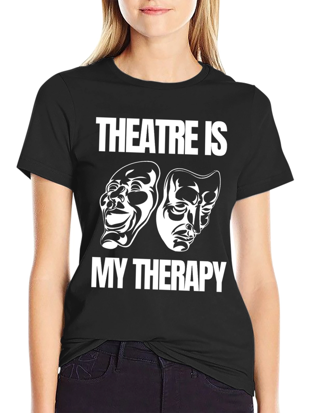 Theatre Is My Therapy Black Graphic T-Shirt