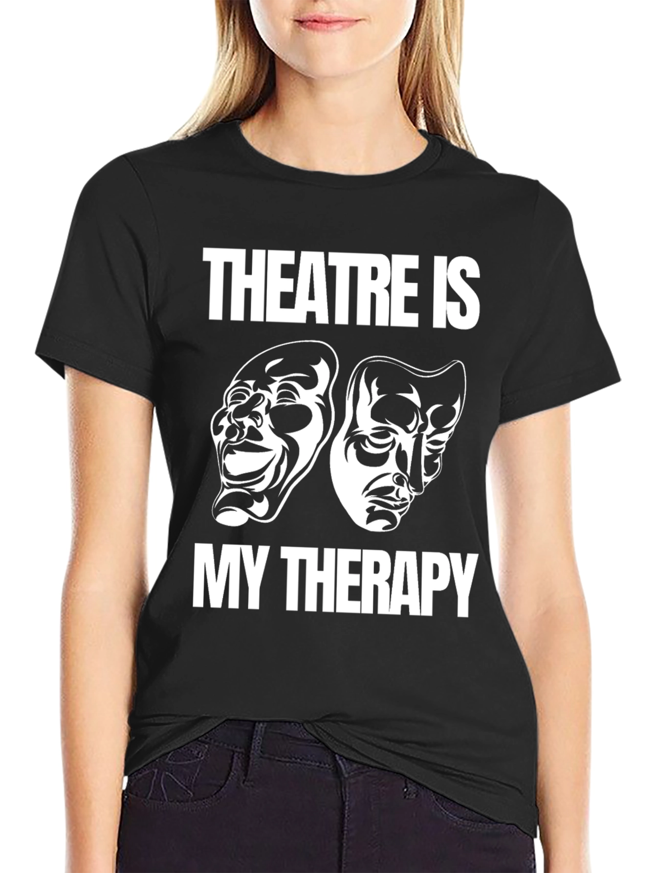 Theatre Is My Therapy Black Graphic T-Shirt