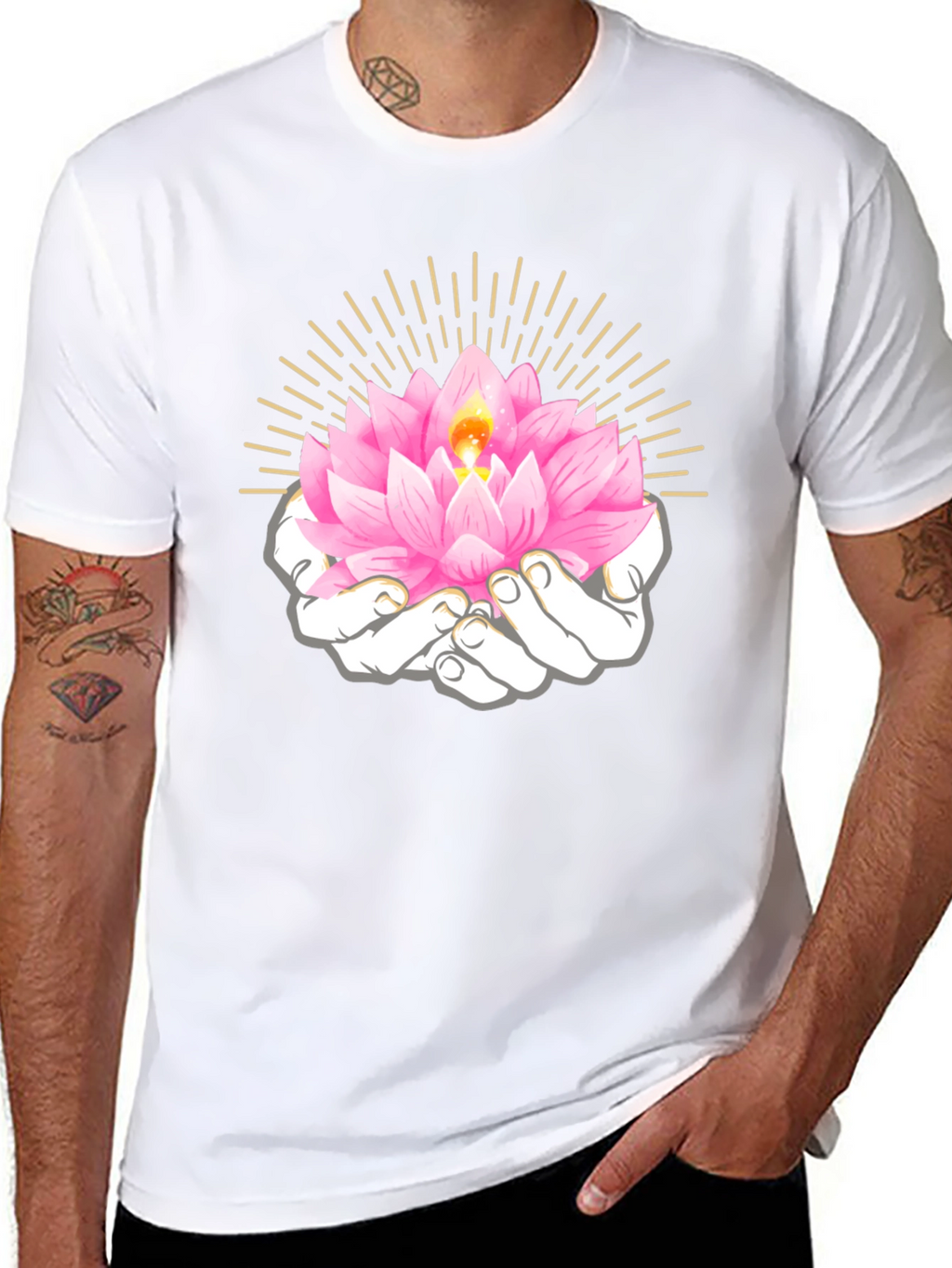 Lotus Hands Graphic Tee - Spiritual Shirt
