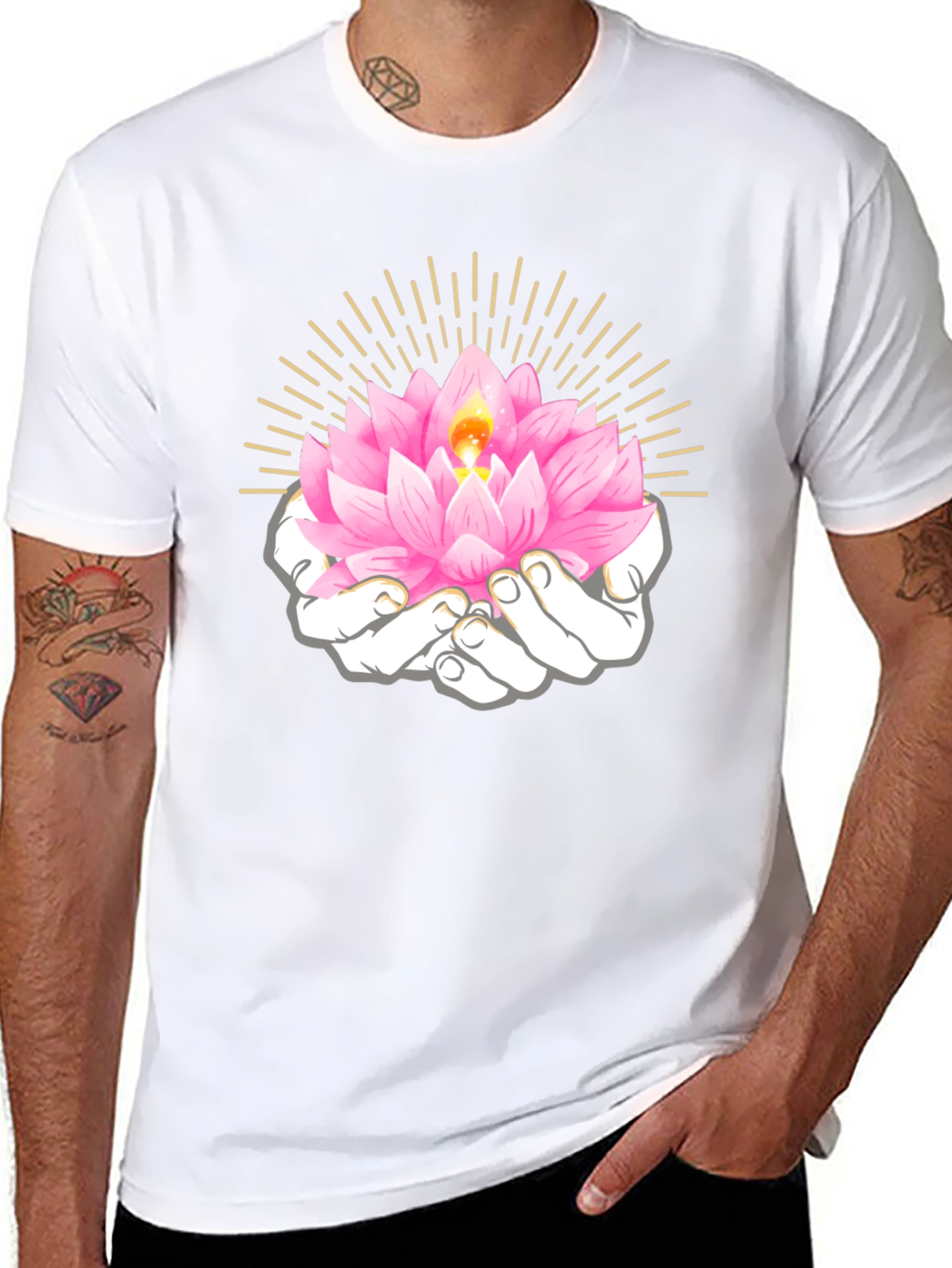 Lotus Hands Graphic Tee - Spiritual Shirt