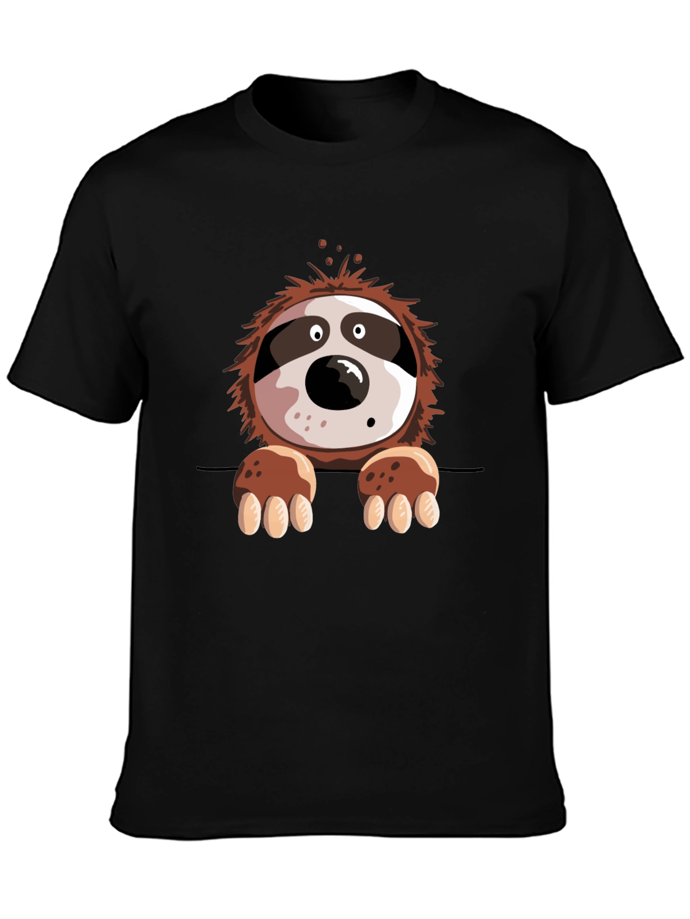Sloth Graphic Print Mens Black T-Shirt