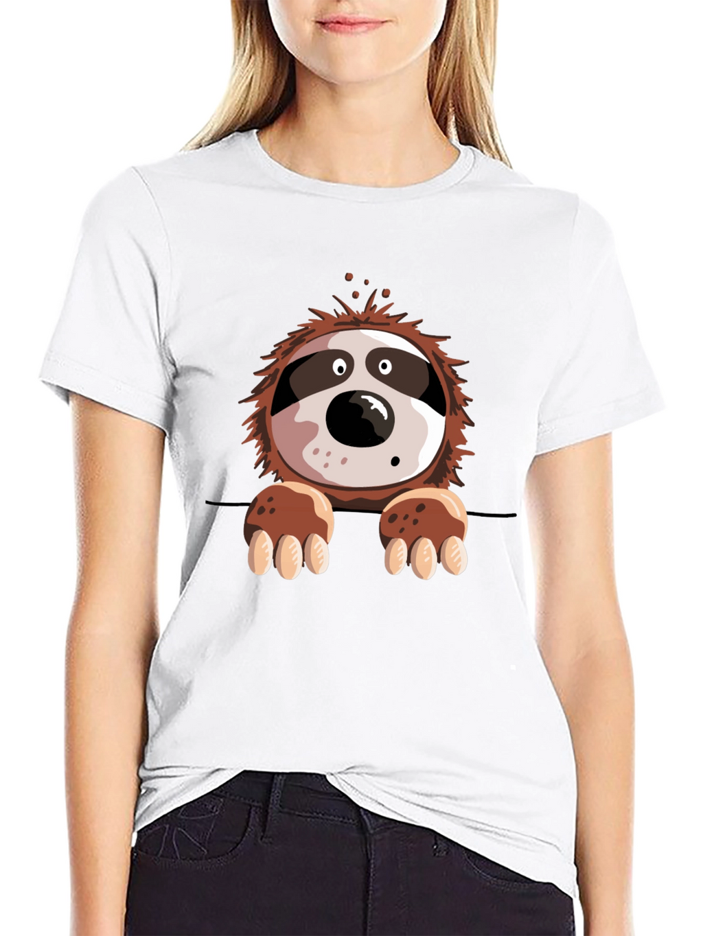 Sloth Graphic Print Mens Black T-Shirt
