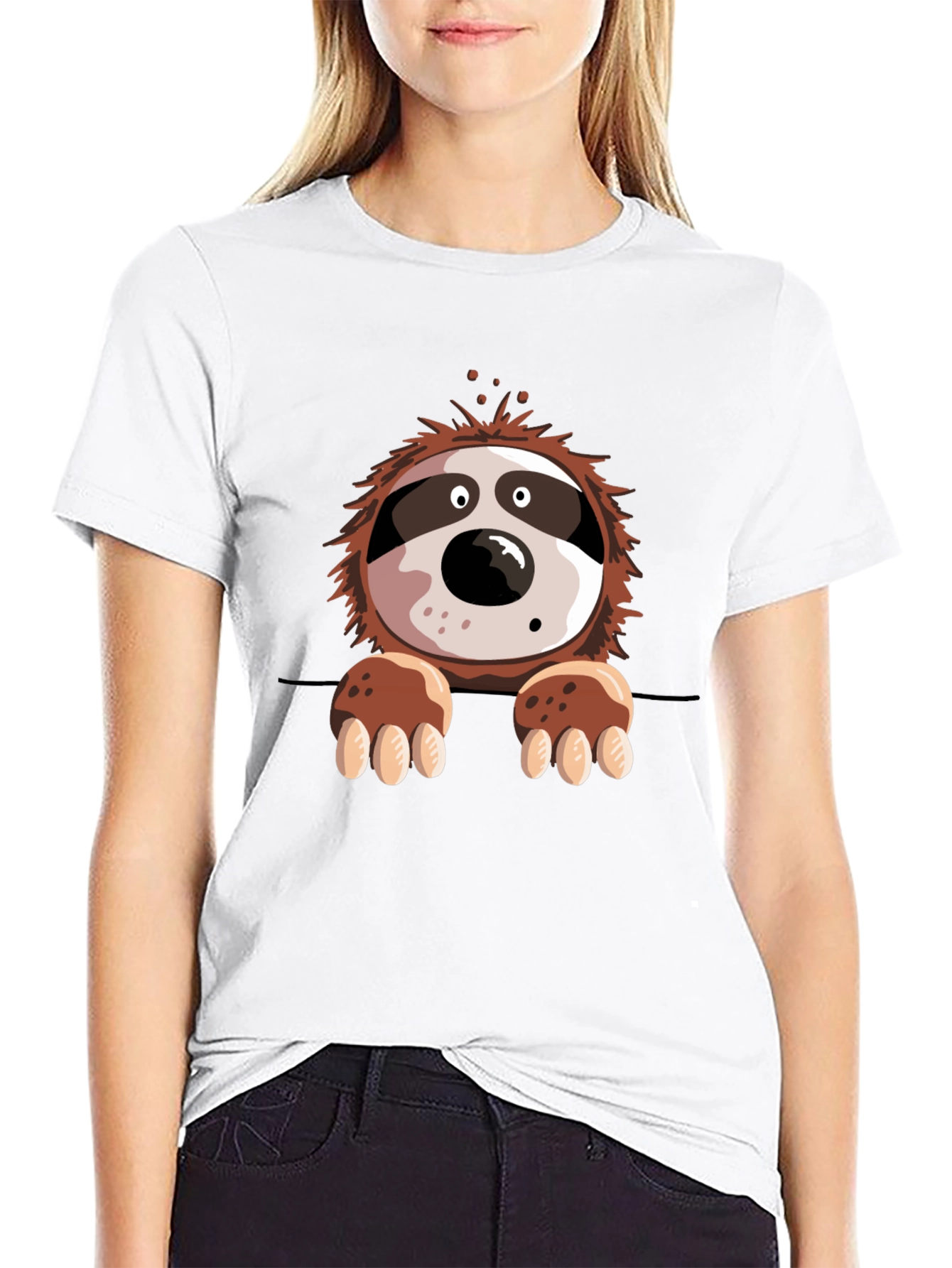 Sloth Graphic Print Mens Black T-Shirt