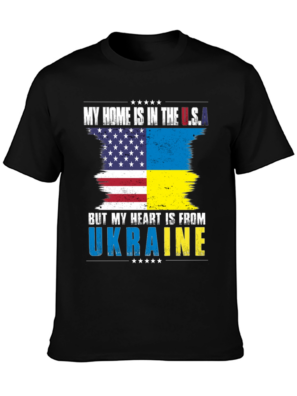 USA Ukraine Flag Heart T-Shirt