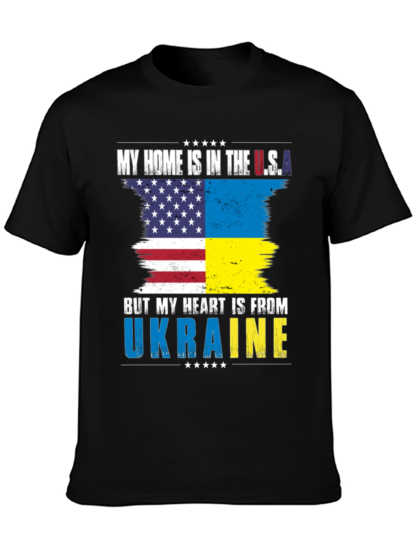 USA Ukraine Flag Heart T-Shirt