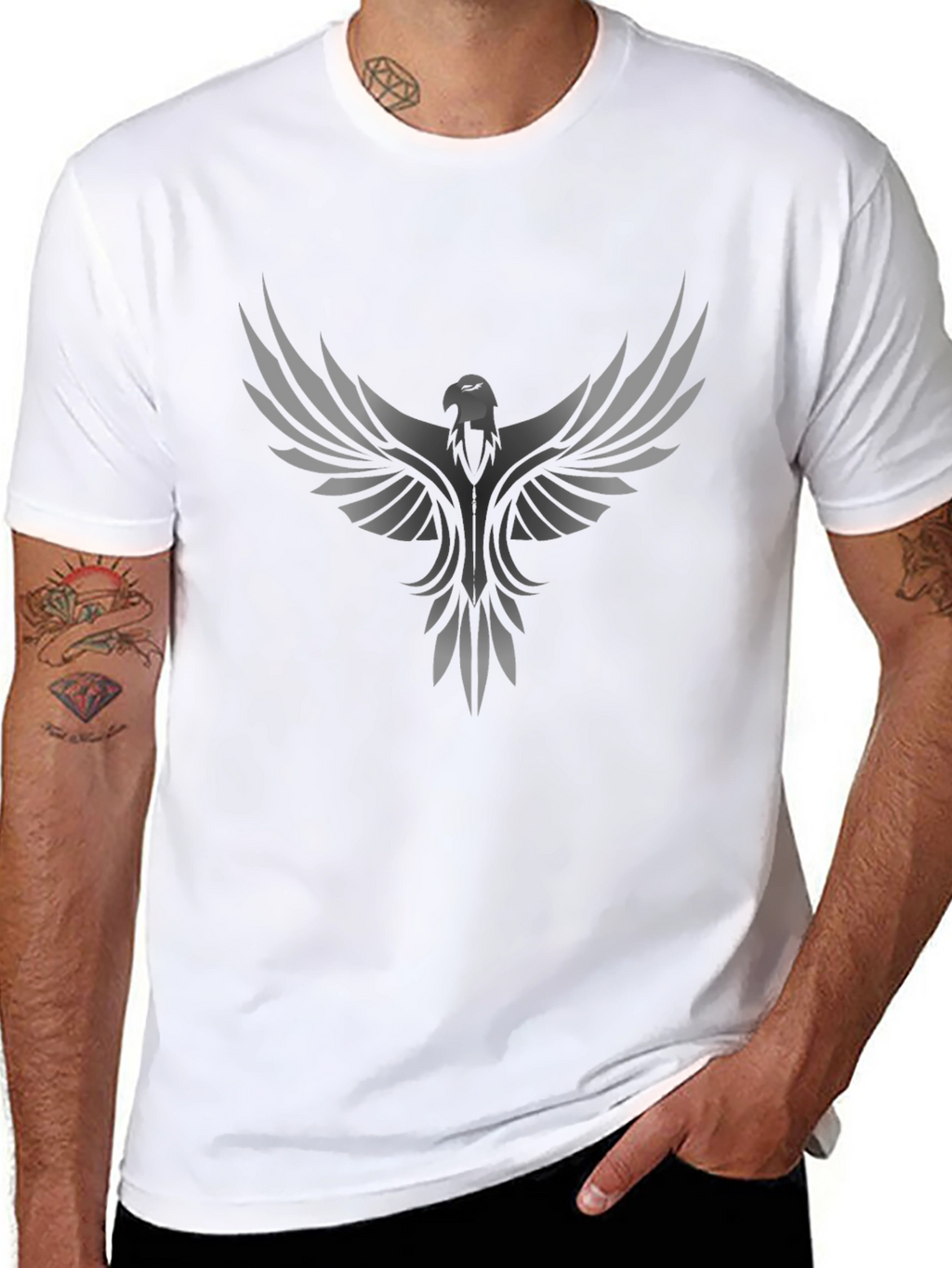 Phoenix Graphic Print Mens Black T-Shirt