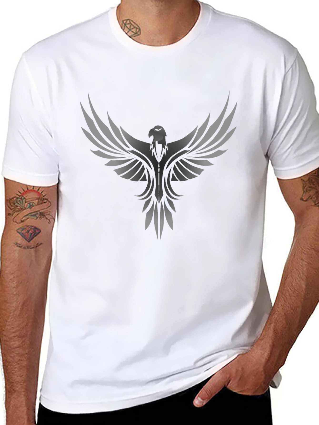 Phoenix Graphic Print Mens Black T-Shirt