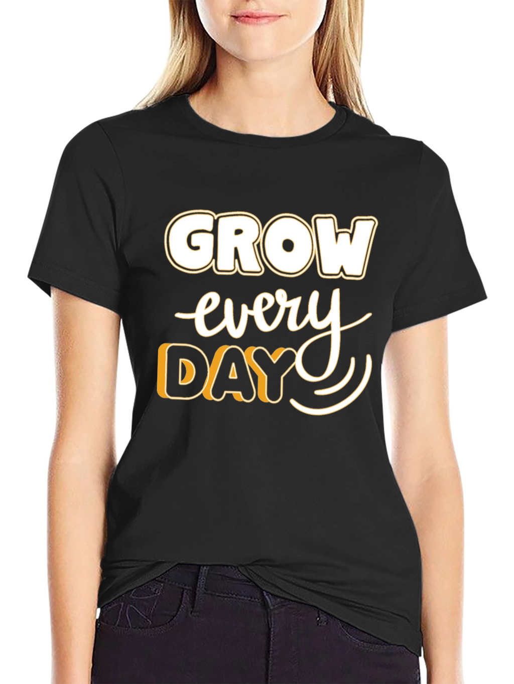 Grow Every Day Graphic Tee - Motivational Black T-Shirt