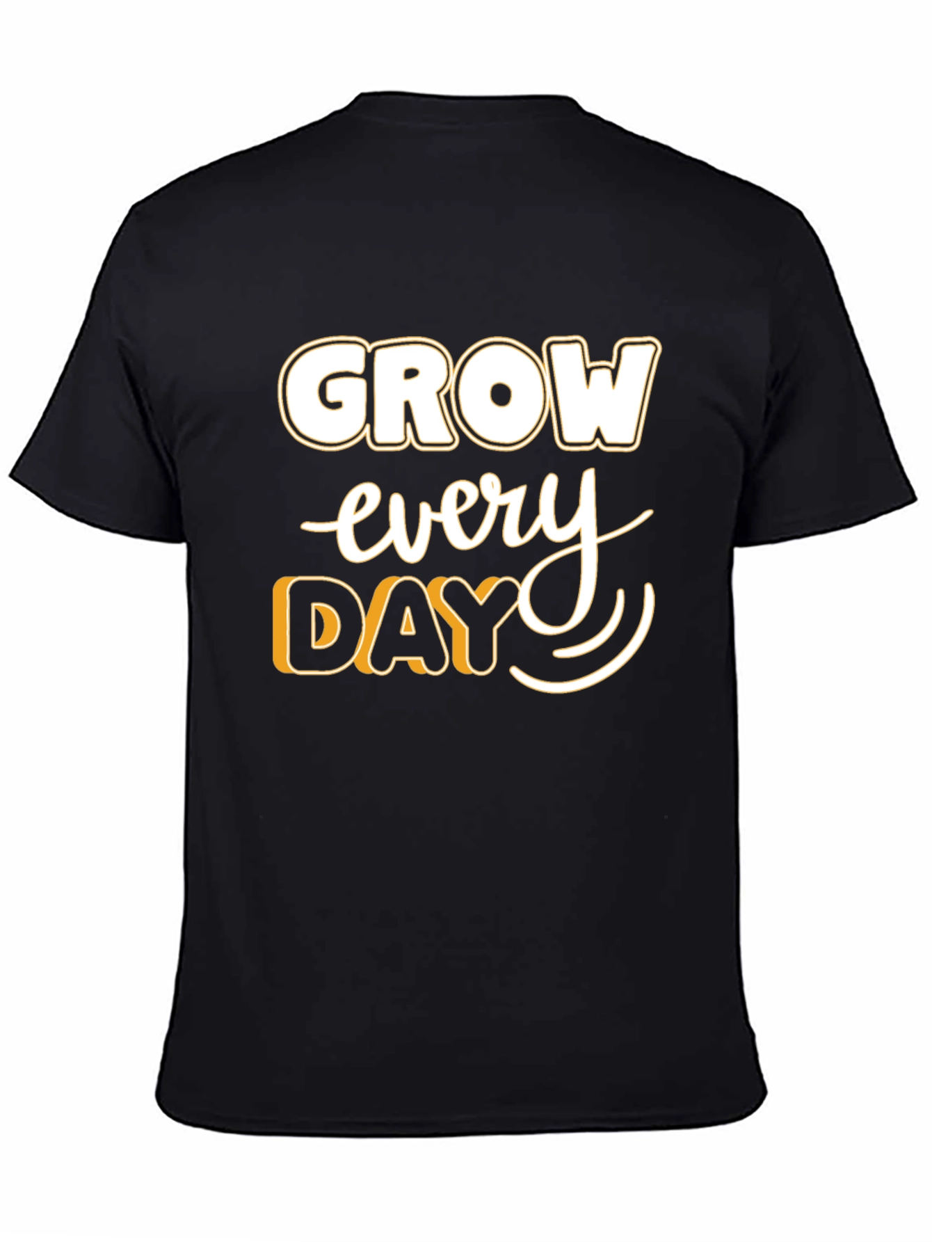 Grow Every Day Graphic Tee - Motivational Black T-Shirt