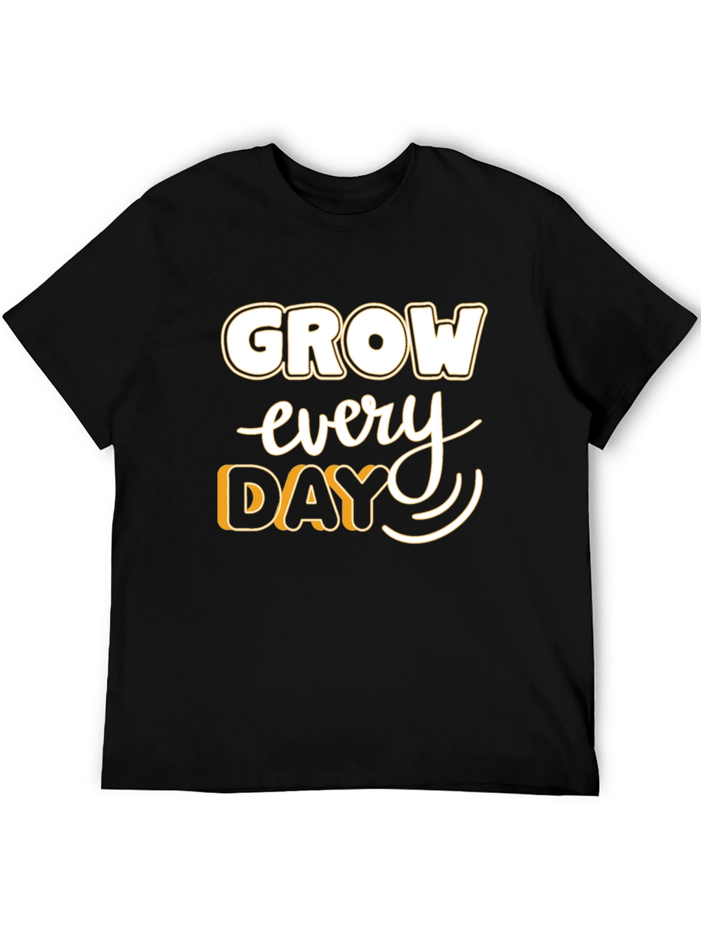 Grow Every Day Graphic Tee - Motivational Black T-Shirt