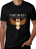 Owlways Thankful Black Graphic Tee