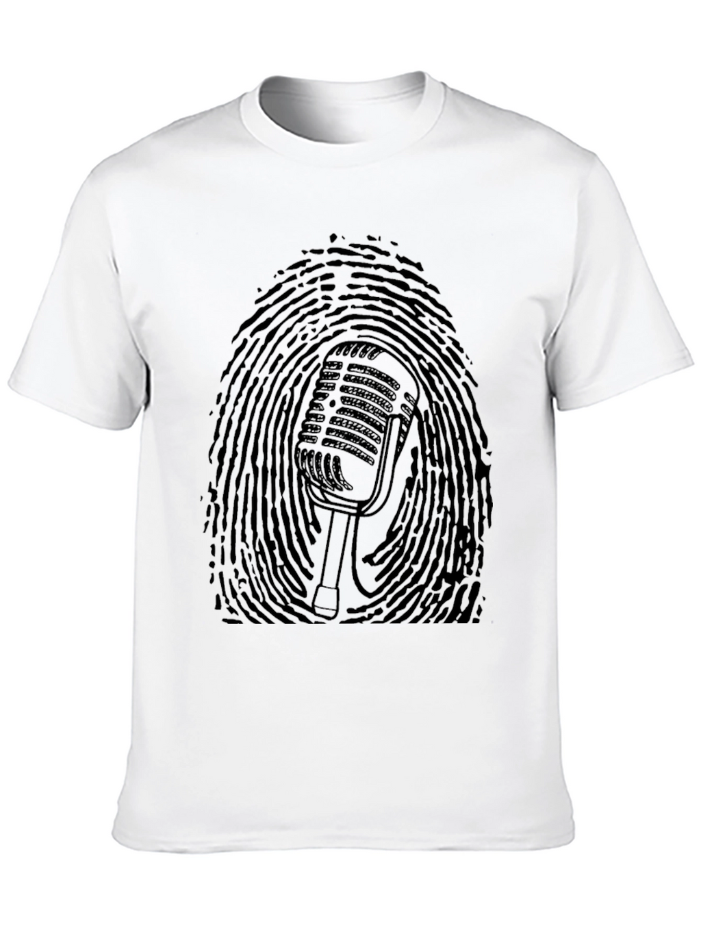 Retro Mic Fingerprint Graphic Tee - Black
