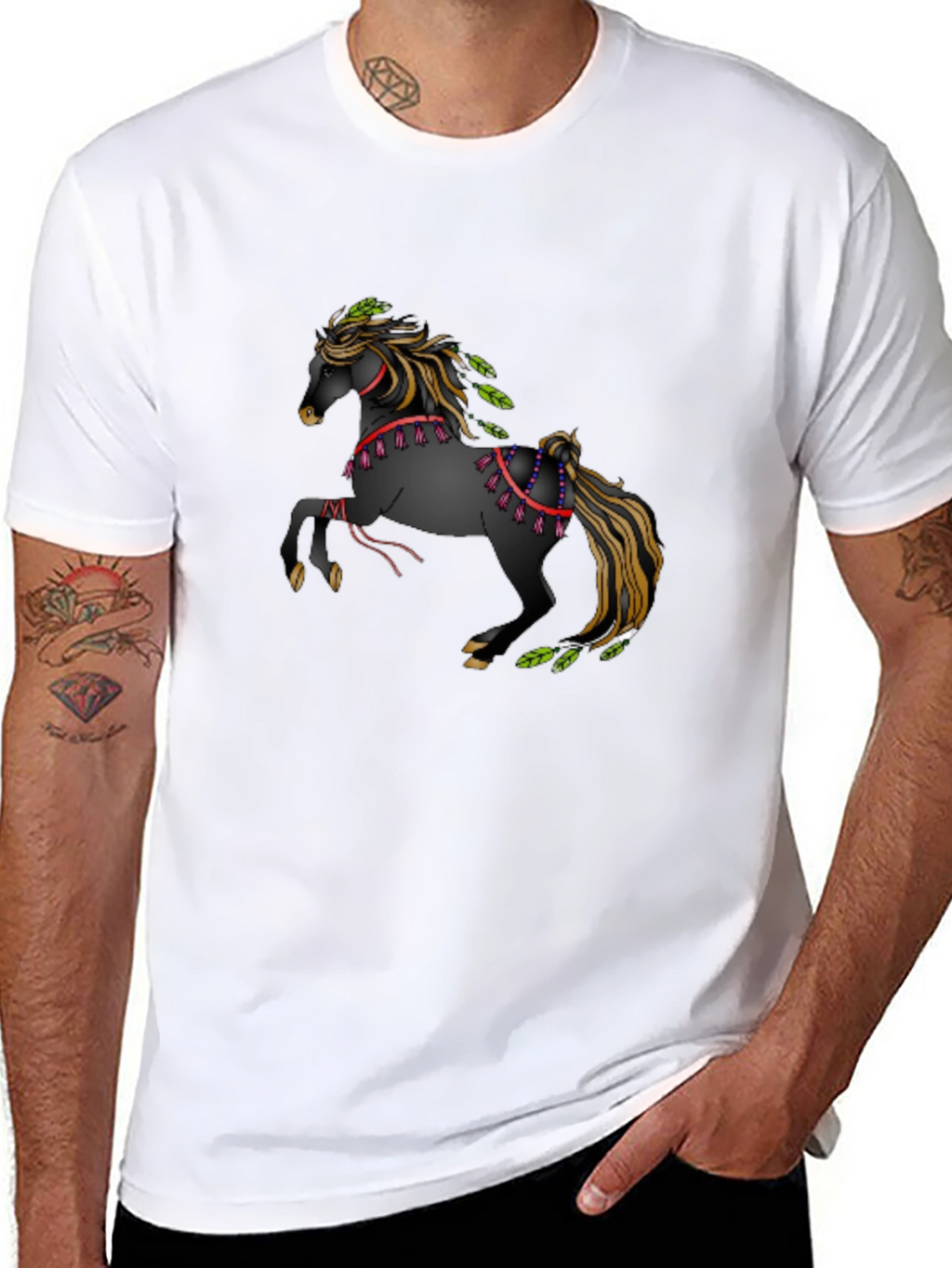 Equine Art Tee: Black T-Shirt with Horse Design