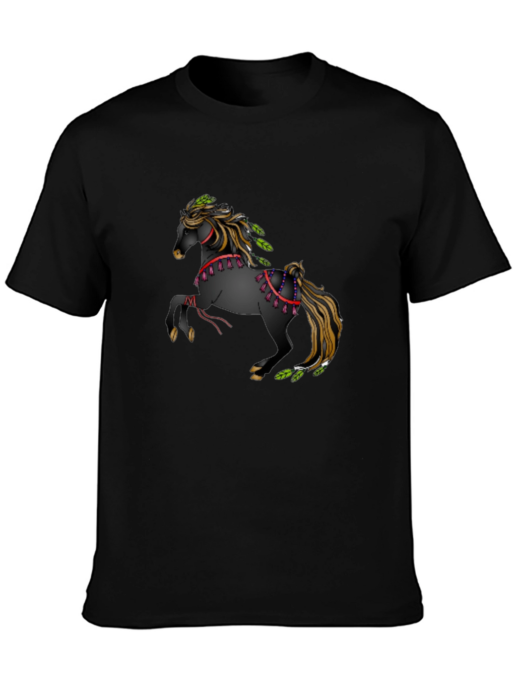 Equine Art Tee: Black T-Shirt with Horse Design