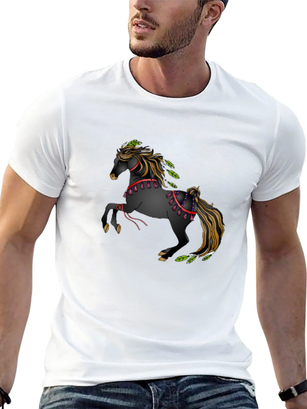 Equine Art Tee: Black T-Shirt with Horse Design