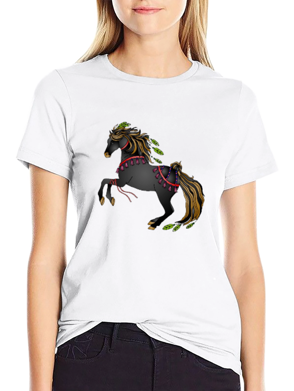 Equine Art Tee: Black T-Shirt with Horse Design