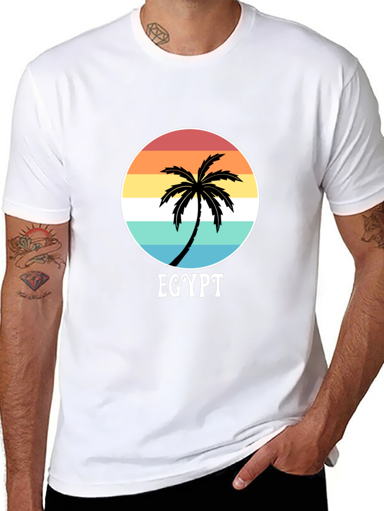Egypt Palm Tree Sunset Graphic Tee
