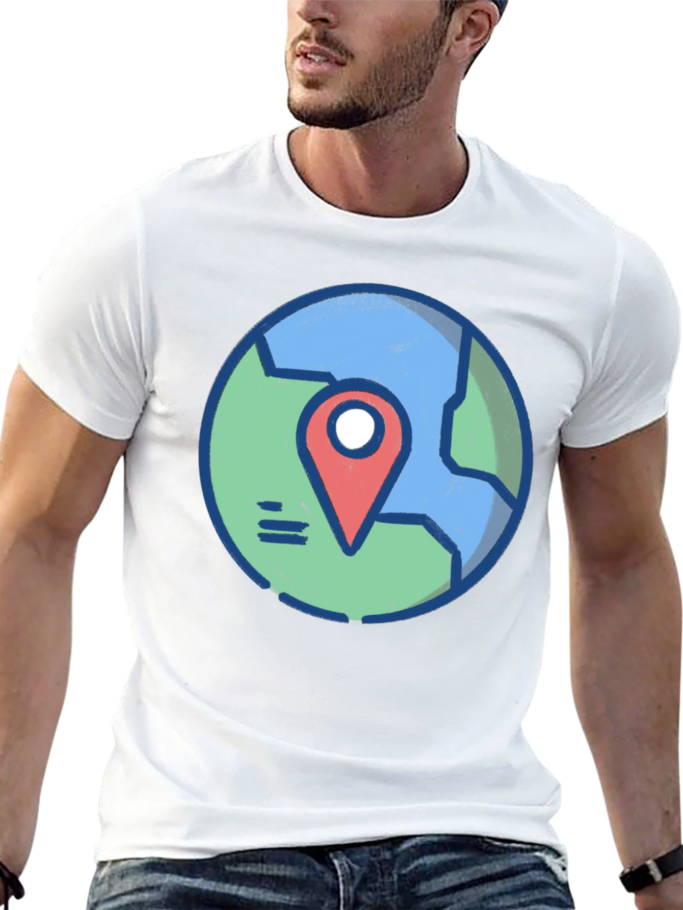 Globe and Location Pointer Black T-Shirt