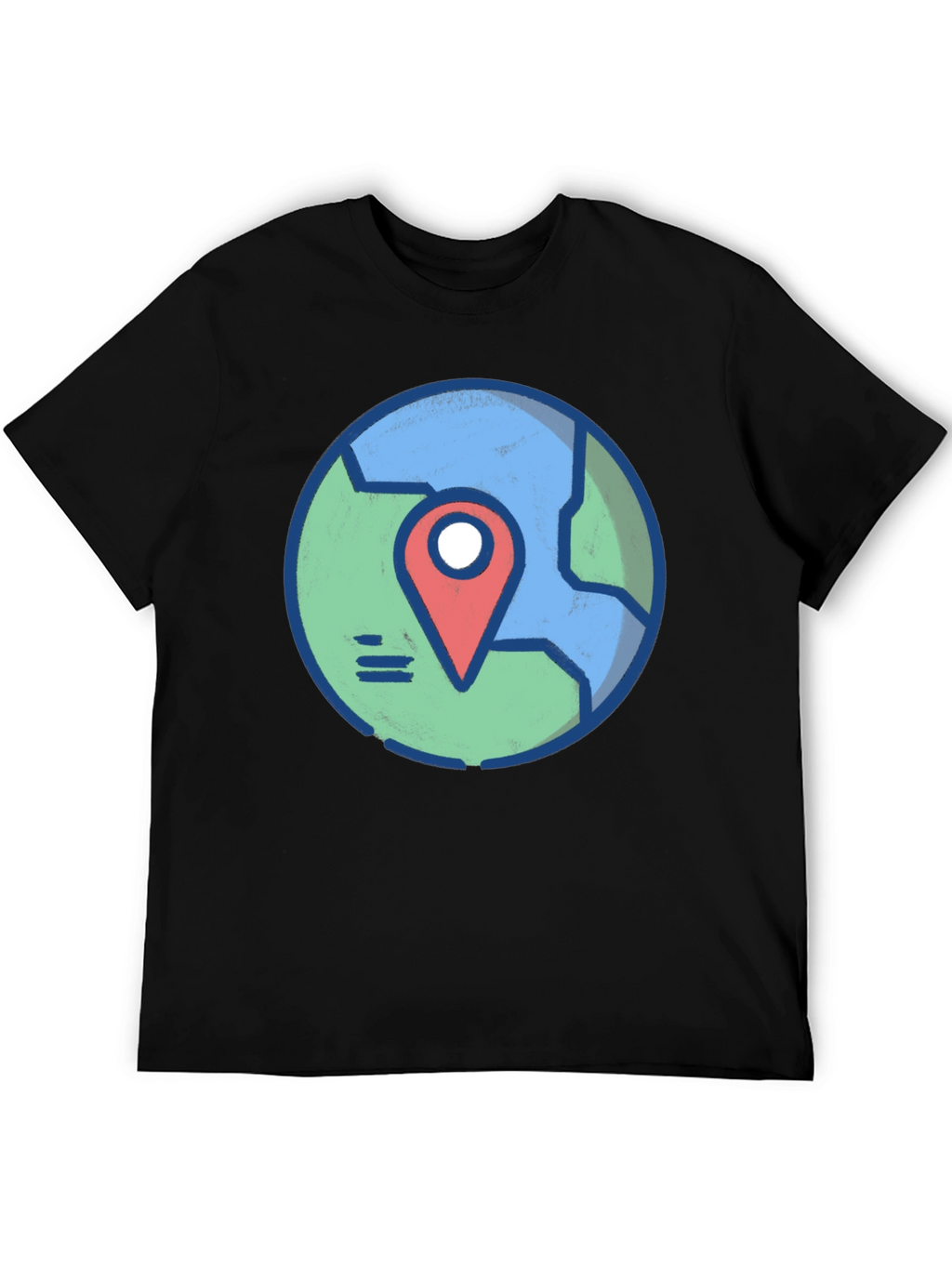 Globe and Location Pointer Black T-Shirt