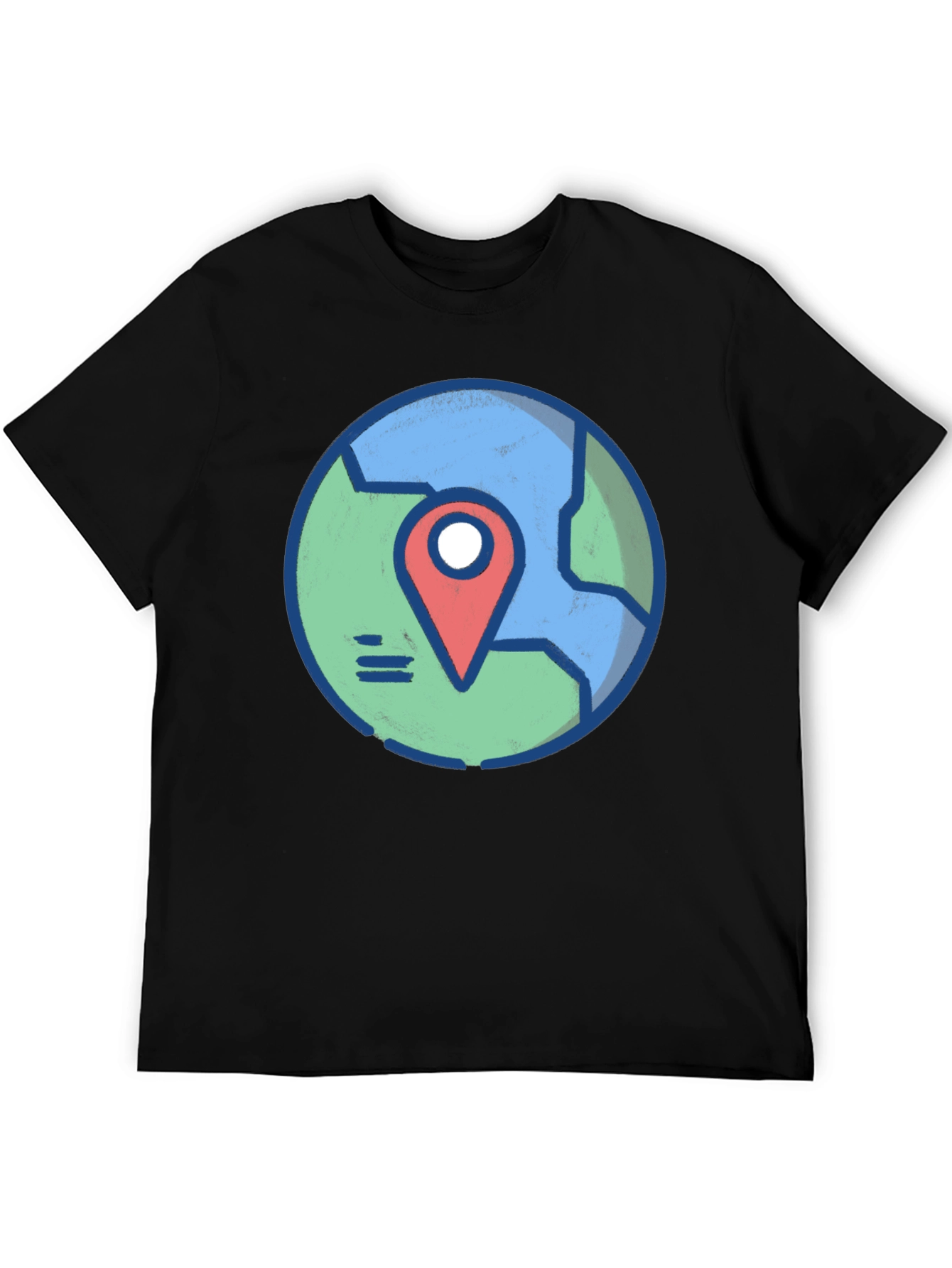Globe and Location Pointer Black T-Shirt