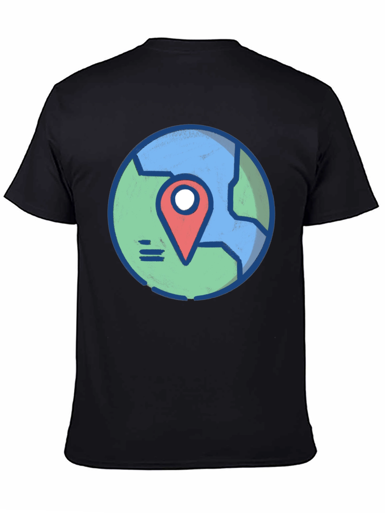 Globe and Location Pointer Black T-Shirt