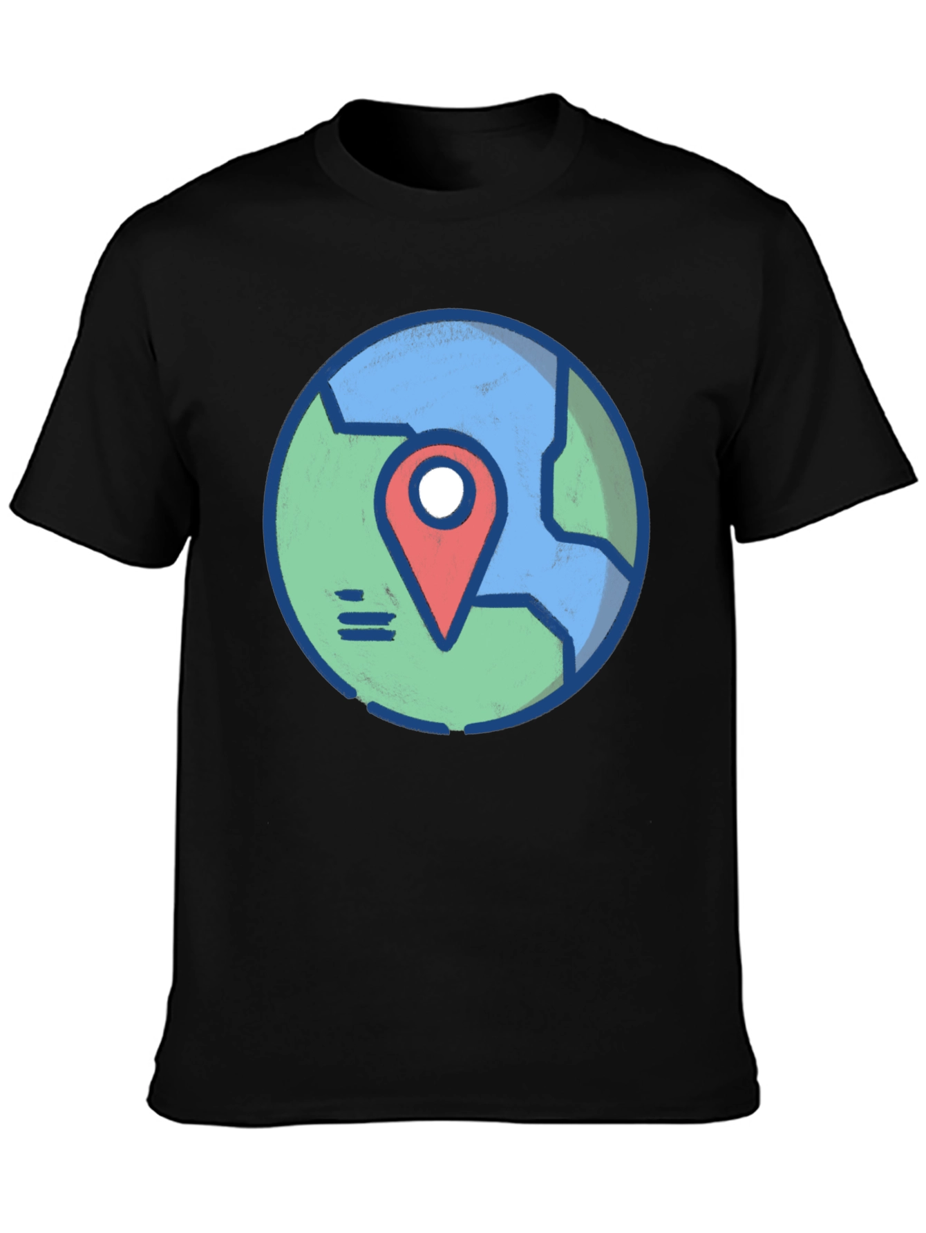 Globe and Location Pointer Black T-Shirt