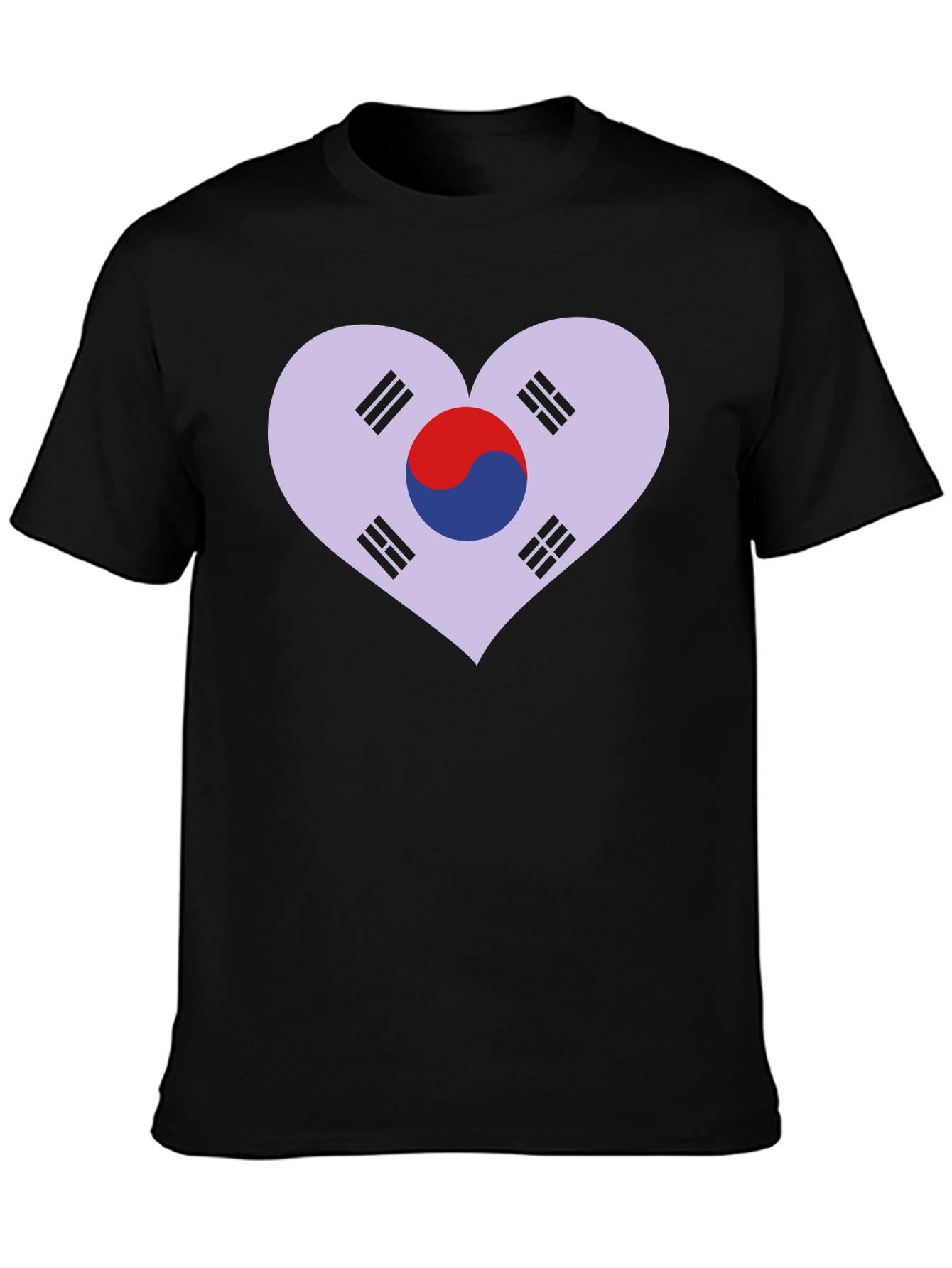 South Korea Flag Heart Graphic Tee - Black T-Shirt