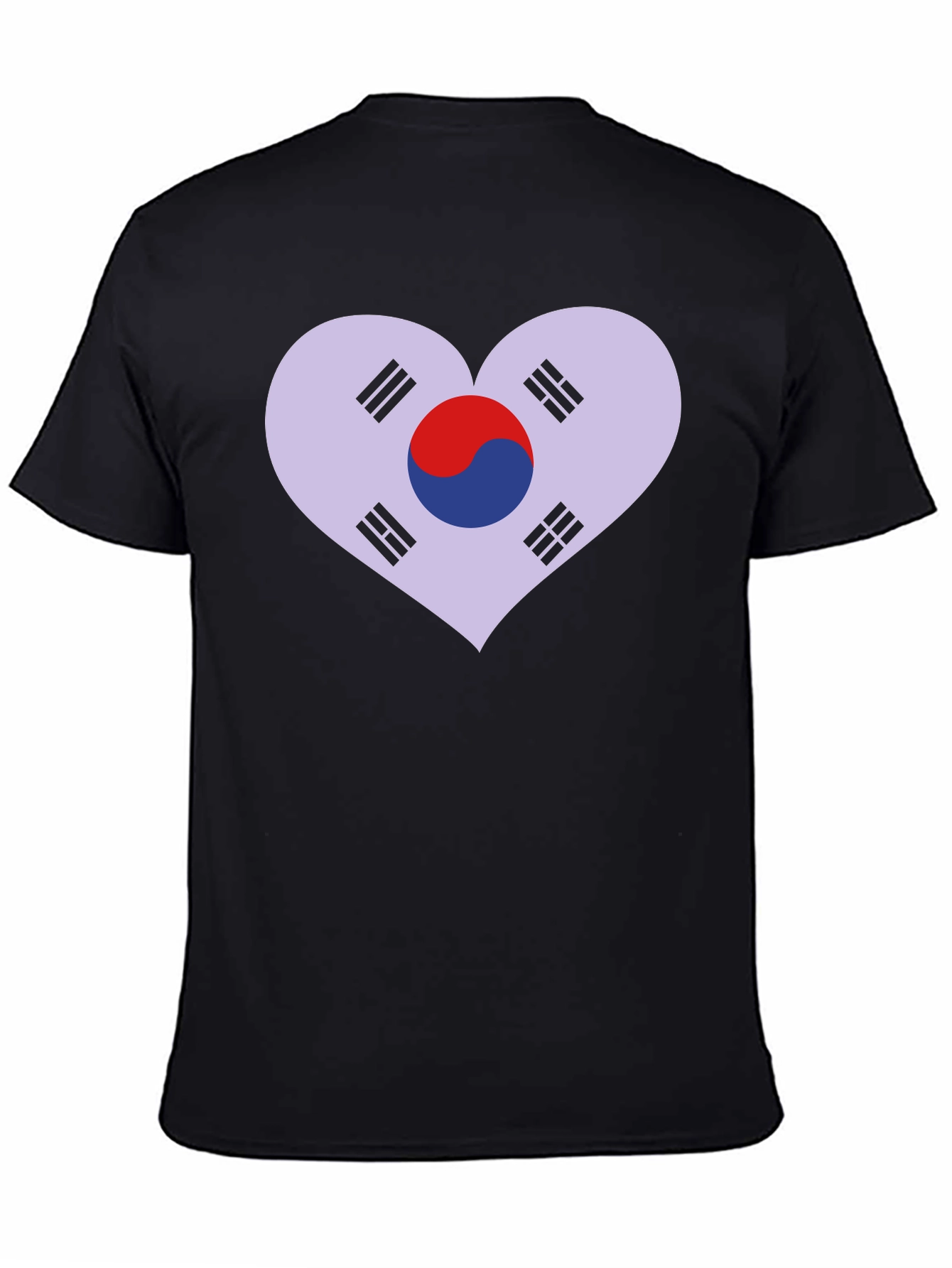 South Korea Flag Heart Graphic Tee - Black T-Shirt