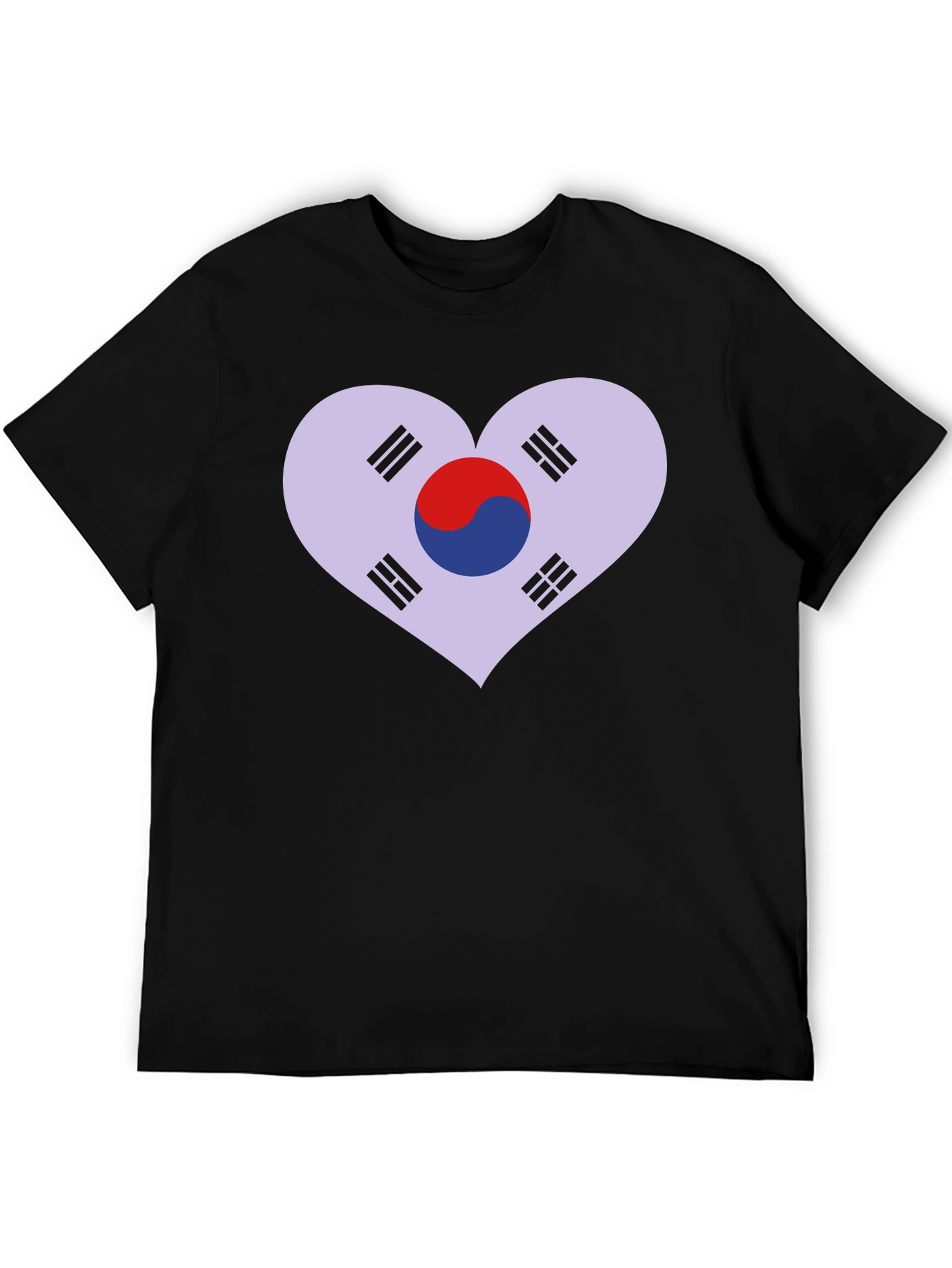 South Korea Flag Heart Graphic Tee - Black T-Shirt
