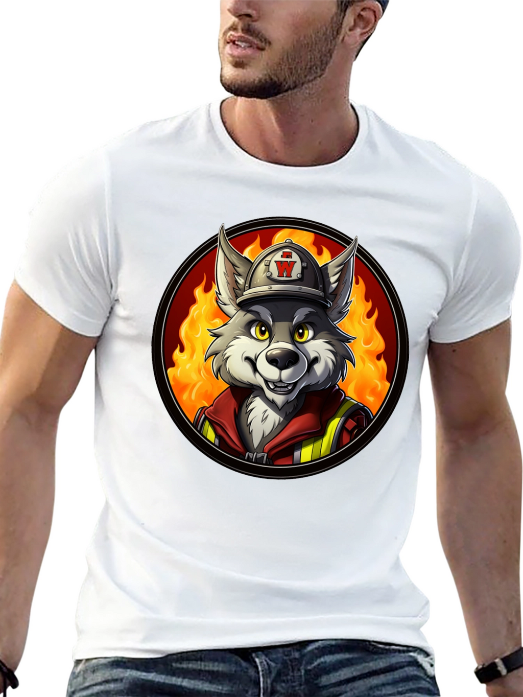 Wolf Firefighter Graphic Tee