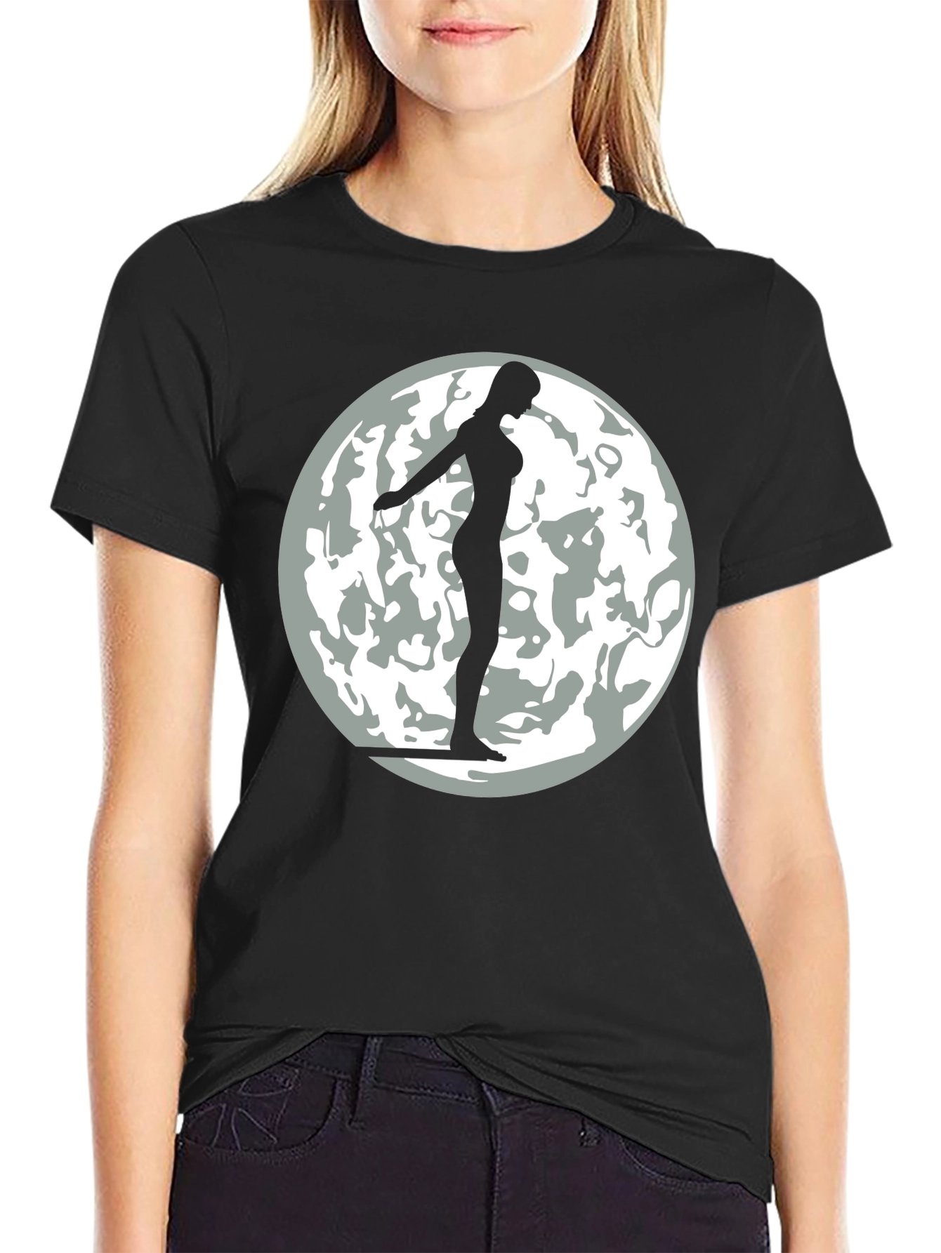 Silhouette Moon T-Shirt - Black Graphic Tee