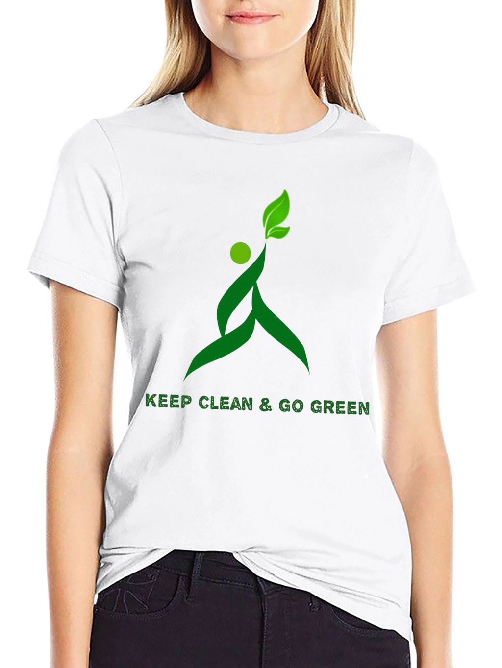 Eco-Friendly Black T-Shirt with Green Design