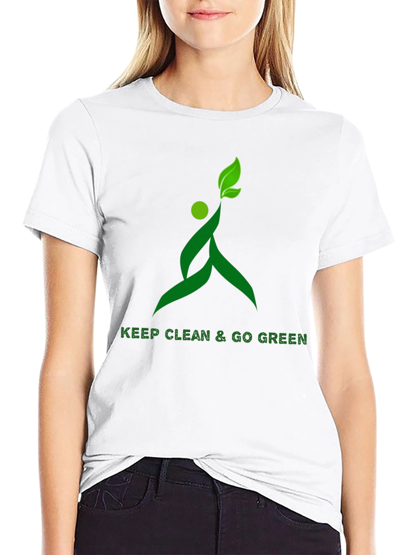 Eco-Friendly Black T-Shirt with Green Design