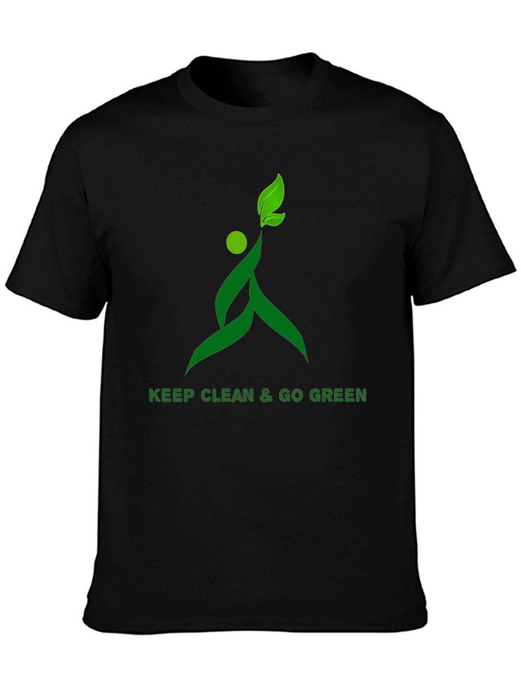 Eco-Friendly Black T-Shirt with Green Design