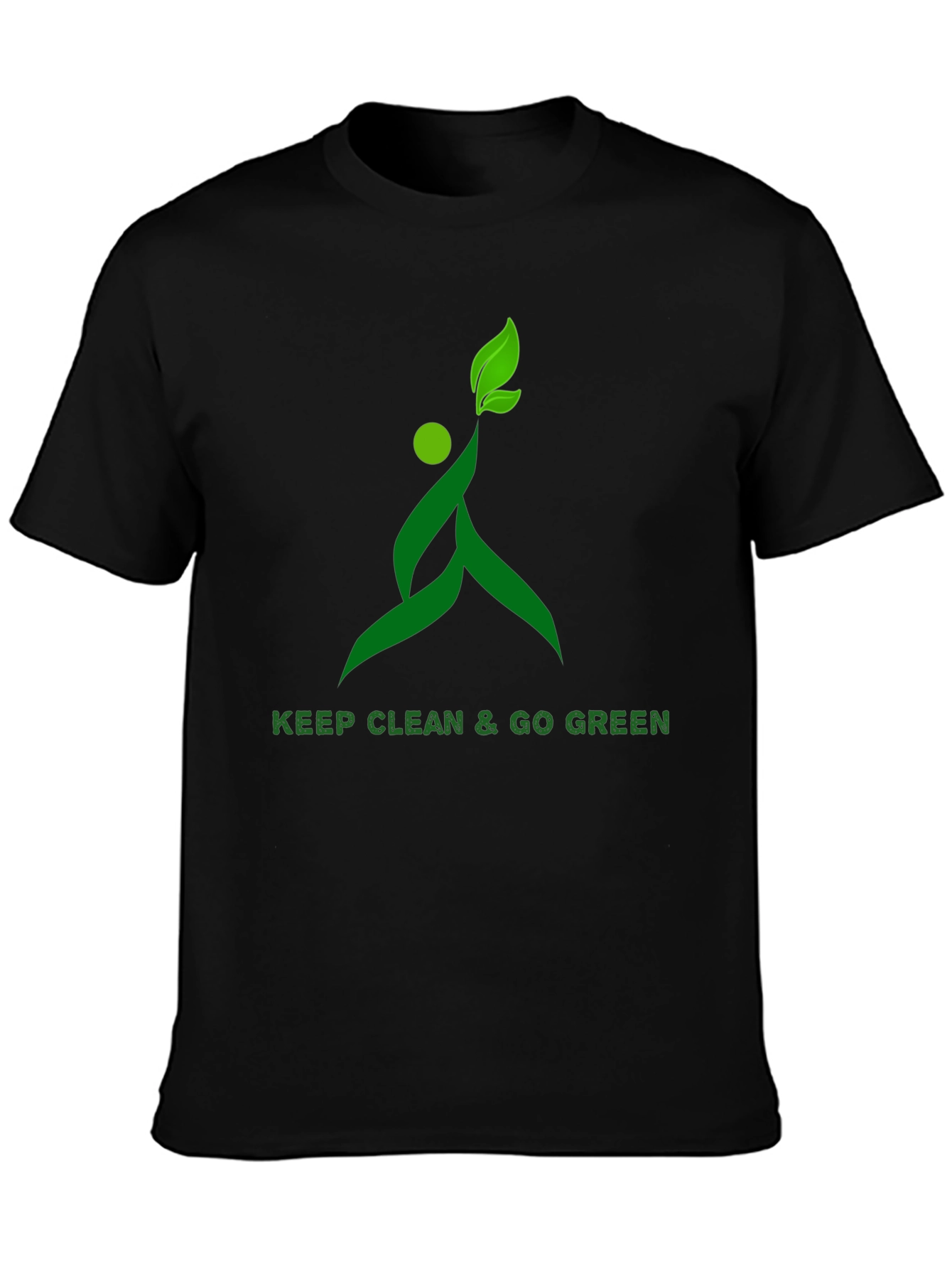 Eco-Friendly Black T-Shirt with Green Design