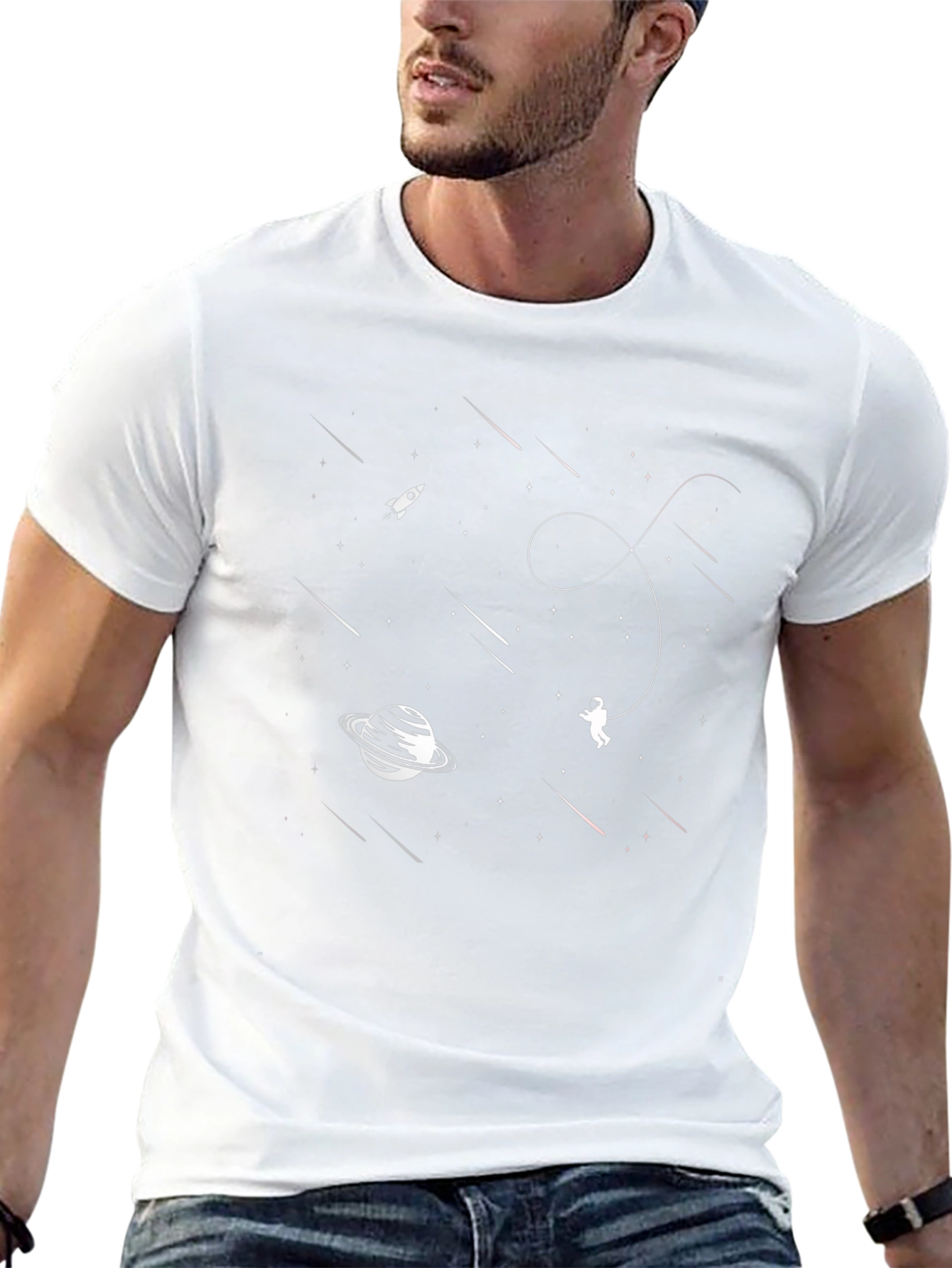 Space Explorer Graphic Tee - Black Cotton Blend