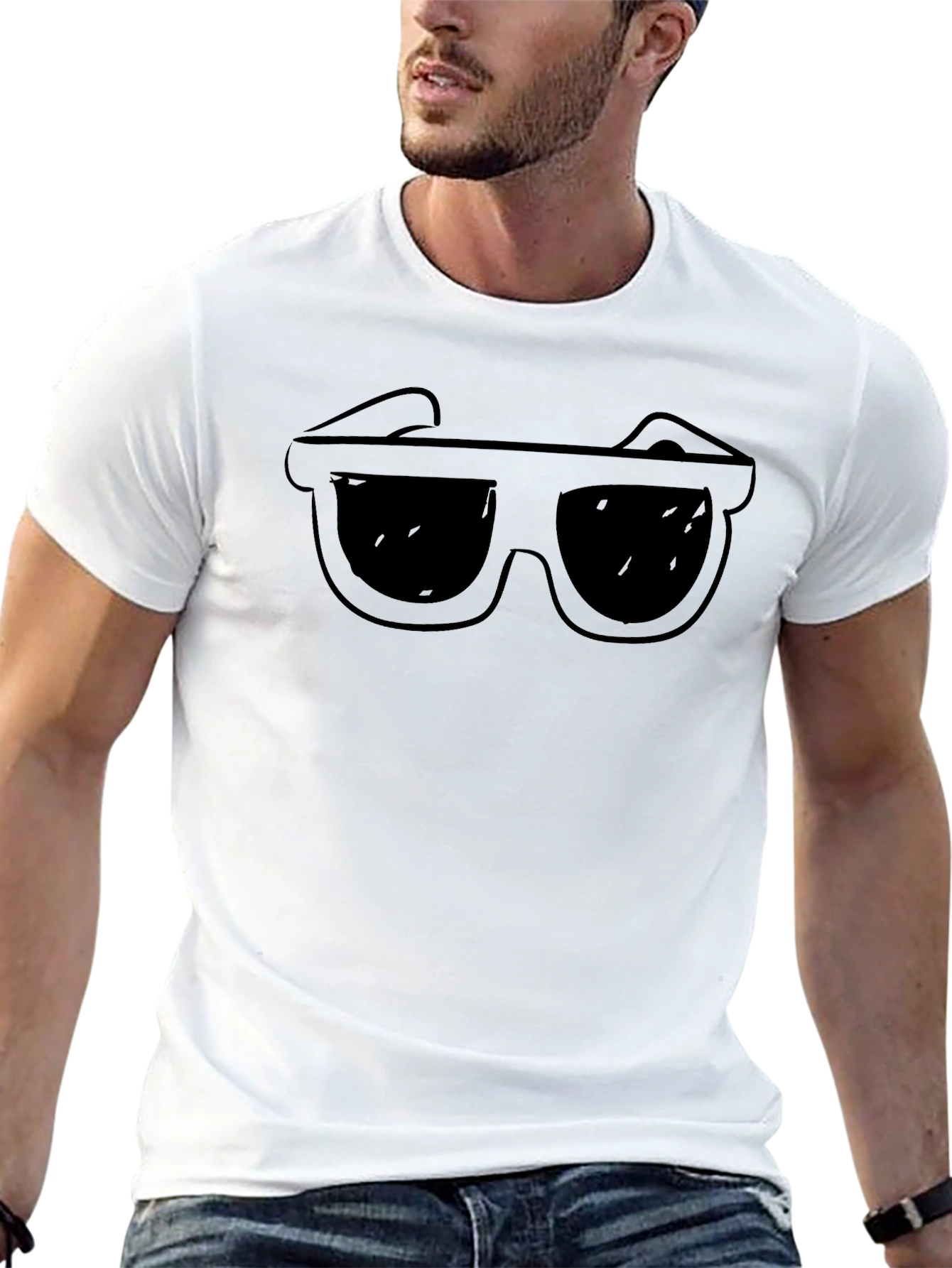 Cool Shades Graphic Tee - Black Cotton T-Shirt