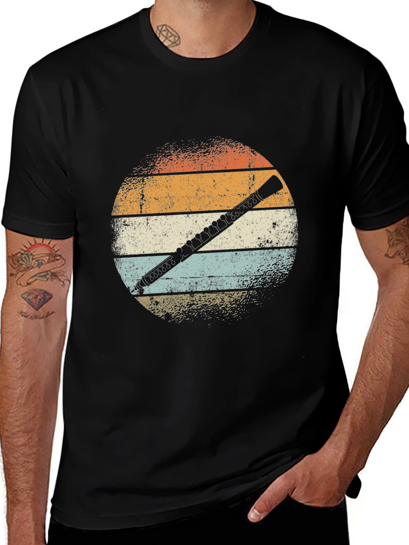 Vintage Oboe Sunset Graphic Tee - Musicians Gift