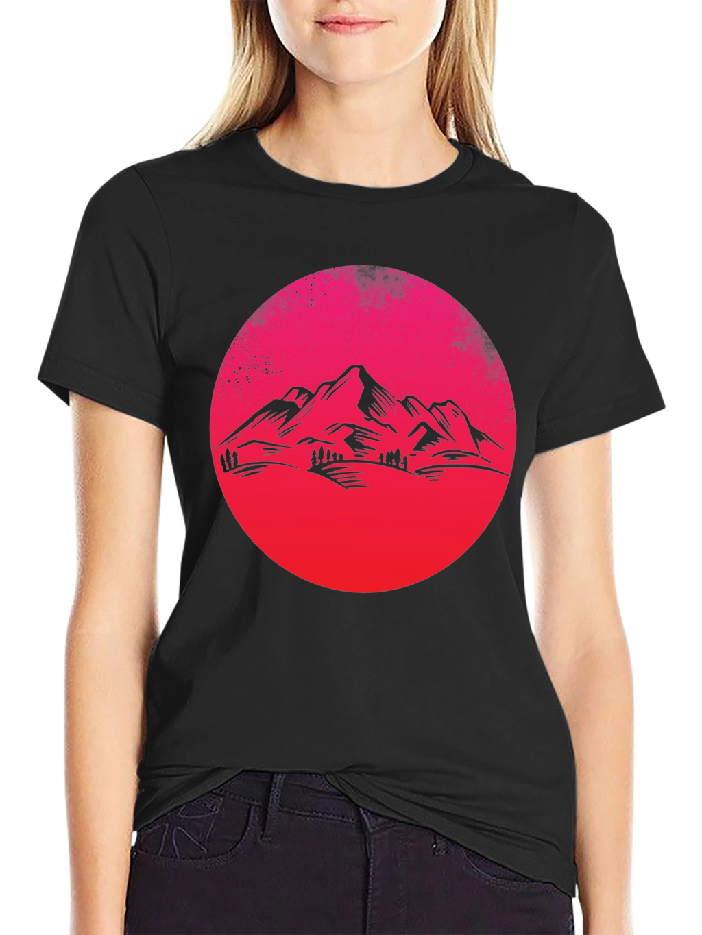 Mountain Sunset Graphic Tee - Black