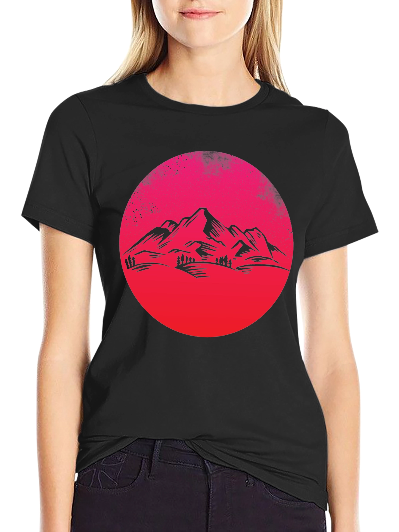 Mountain Sunset Graphic Tee - Black