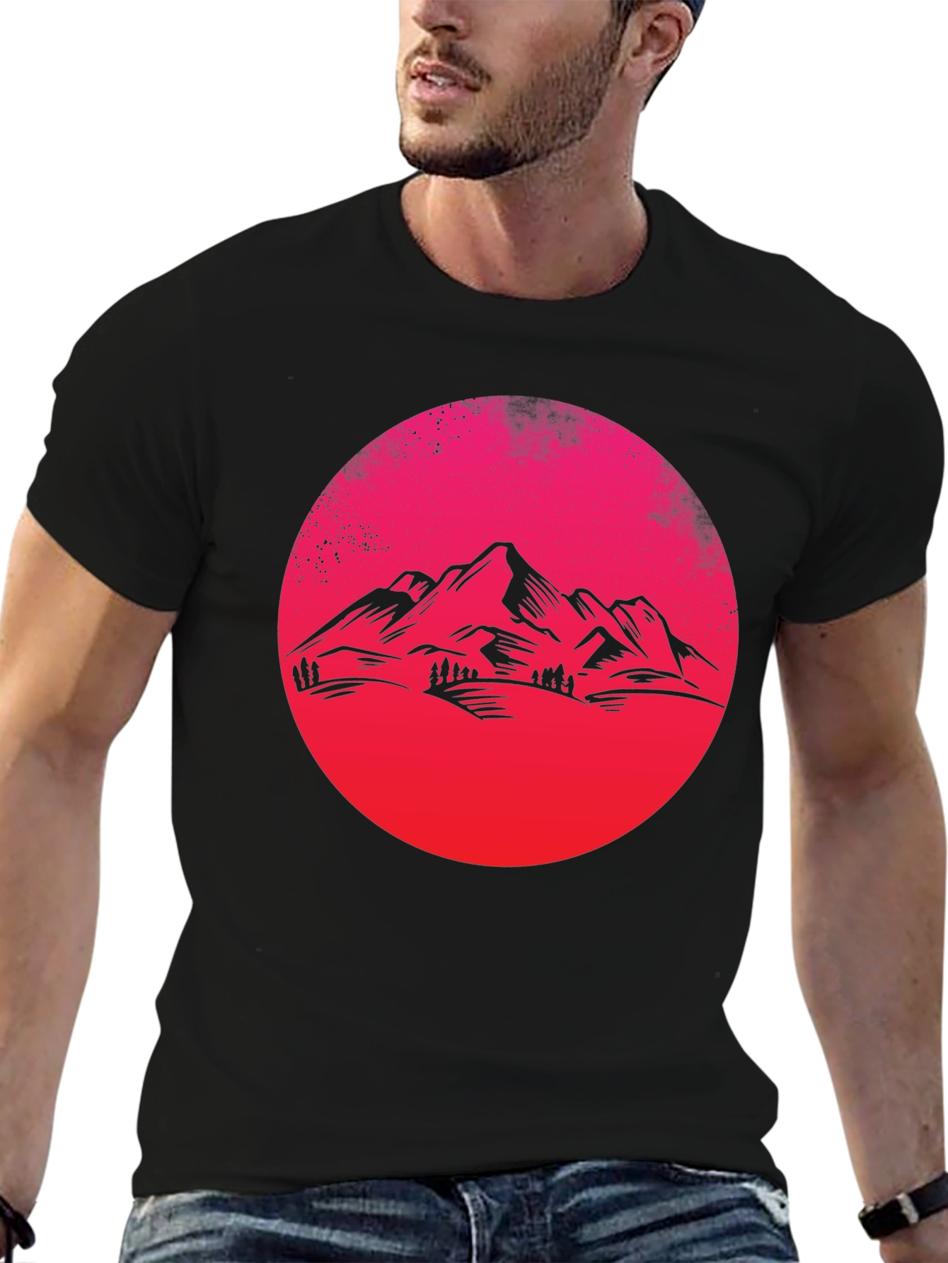 Mountain Sunset Graphic Tee - Black