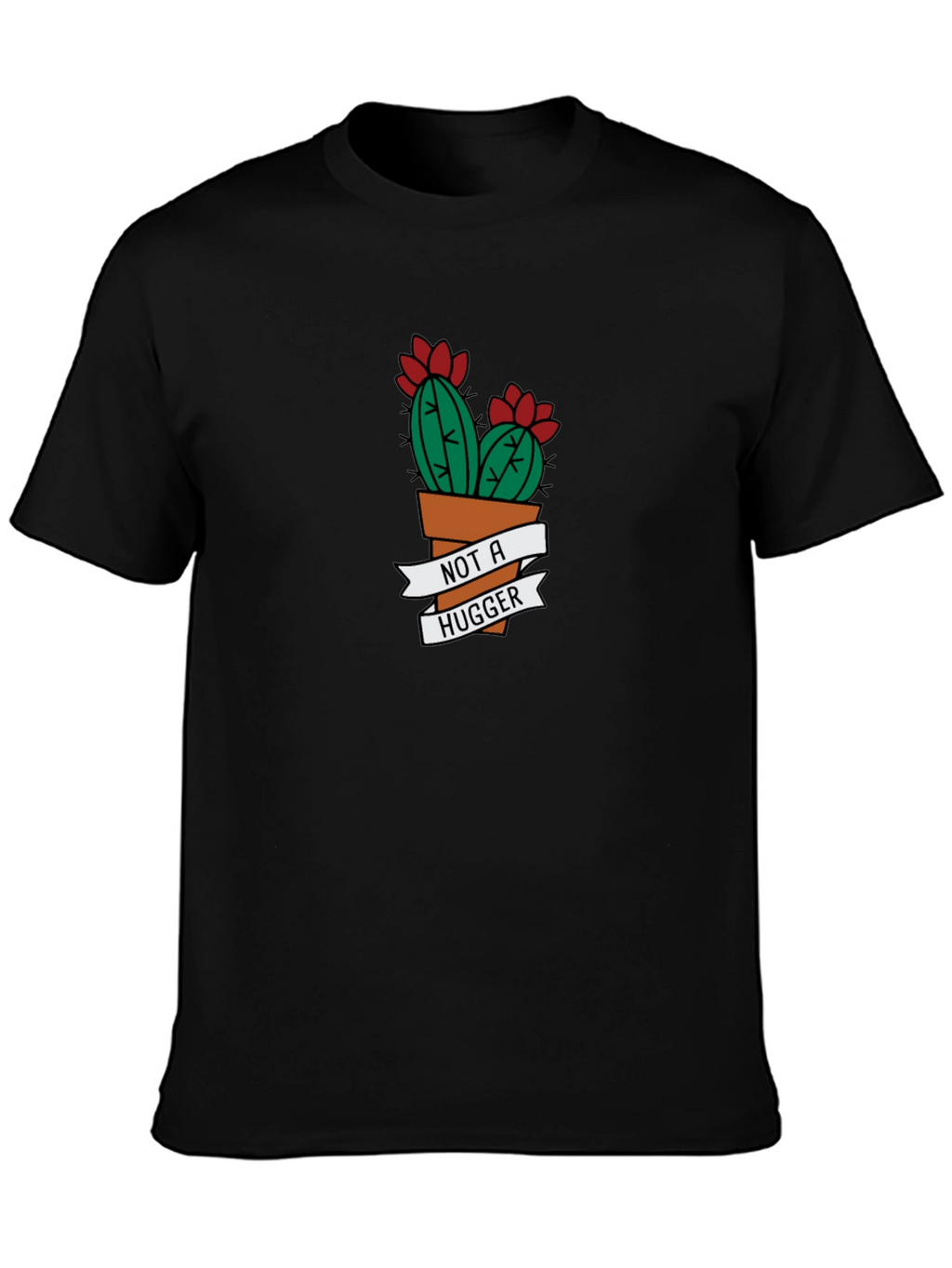 Not A Hugger Cactus Graphic Tee - Black