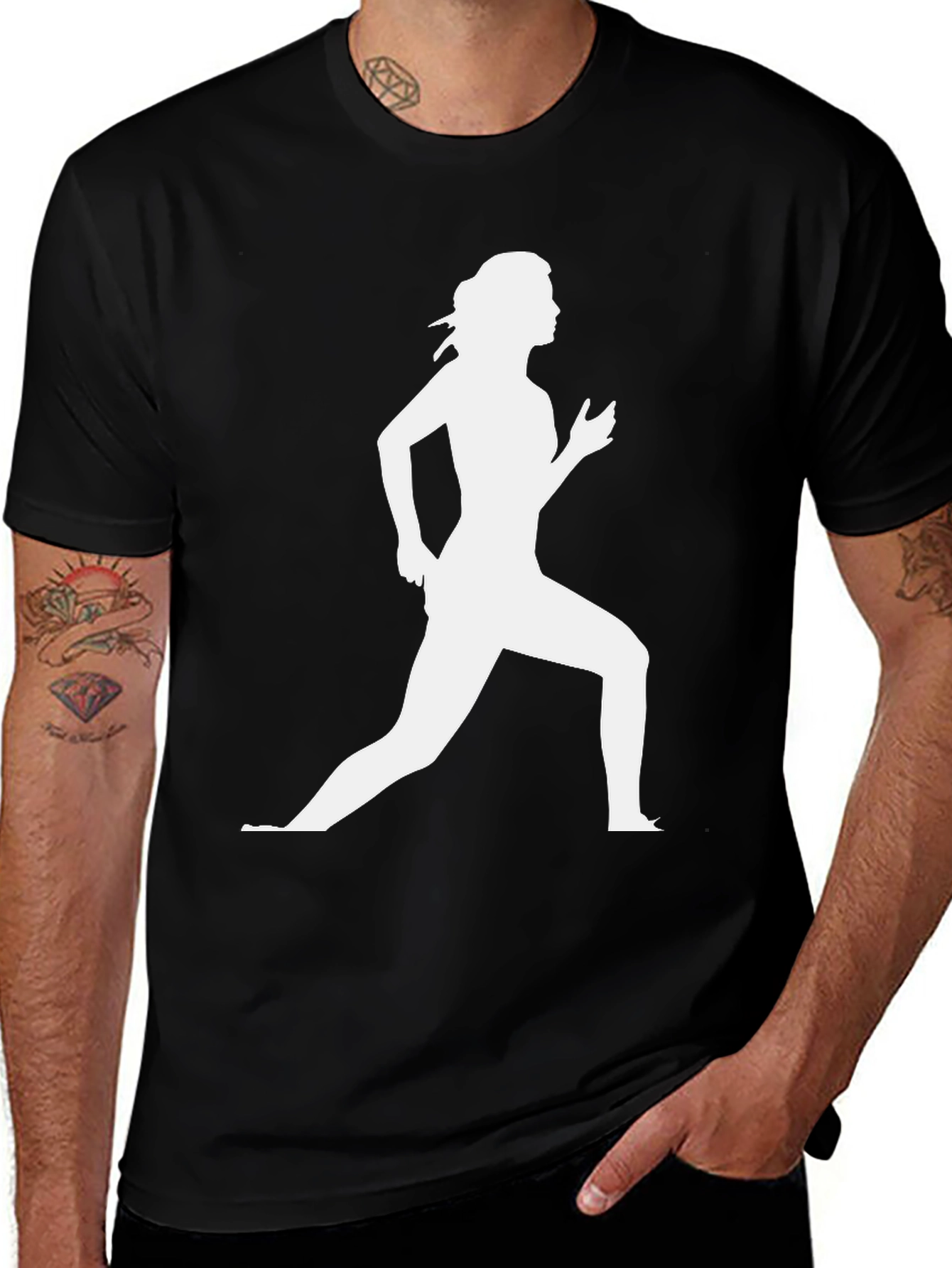 Woman Running Graphic Black T-Shirt
