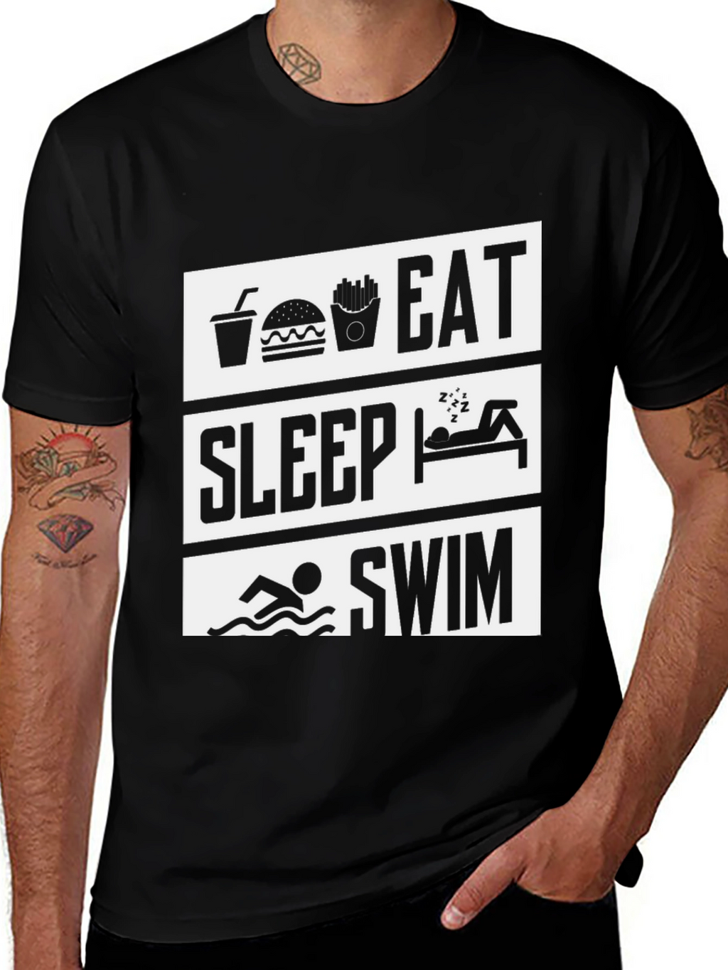 Eat Sleep Swim T-Shirt - Funny Swimmer Tee
