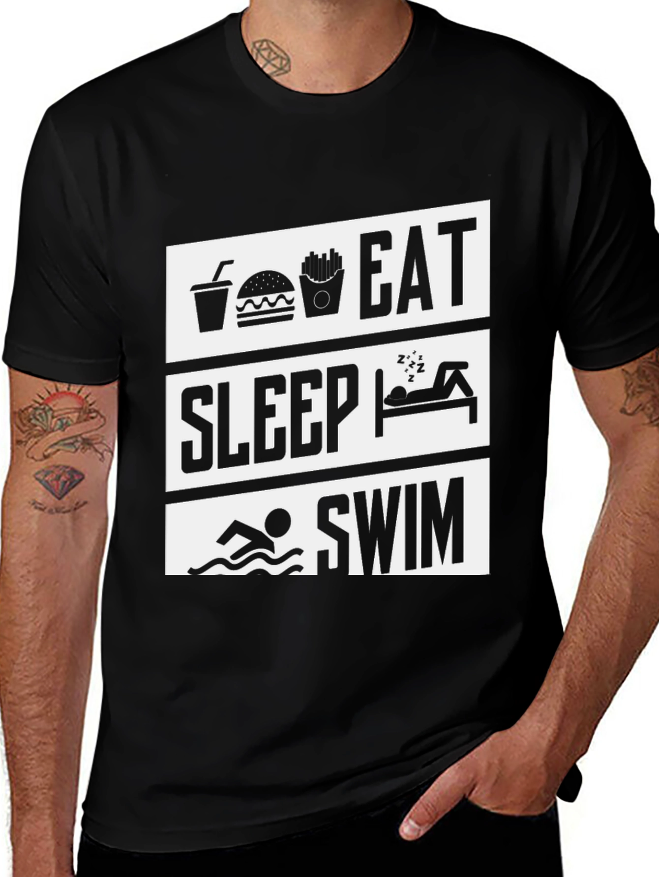 Eat Sleep Swim T-Shirt - Funny Swimmer Tee