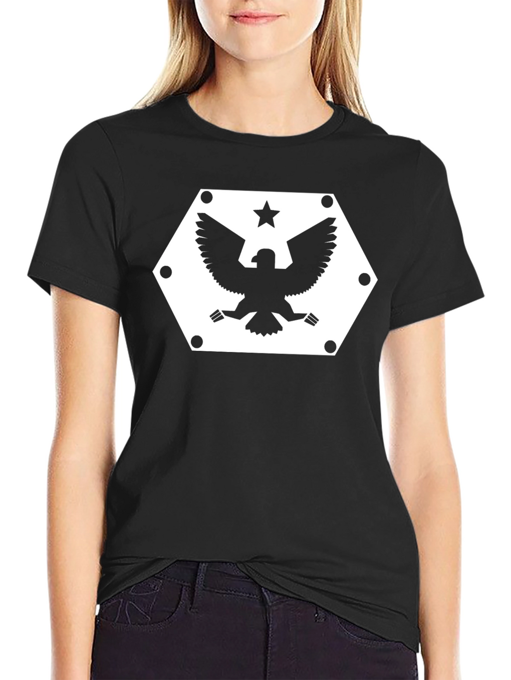 Hex Eagle Star Graphic Black T-Shirt