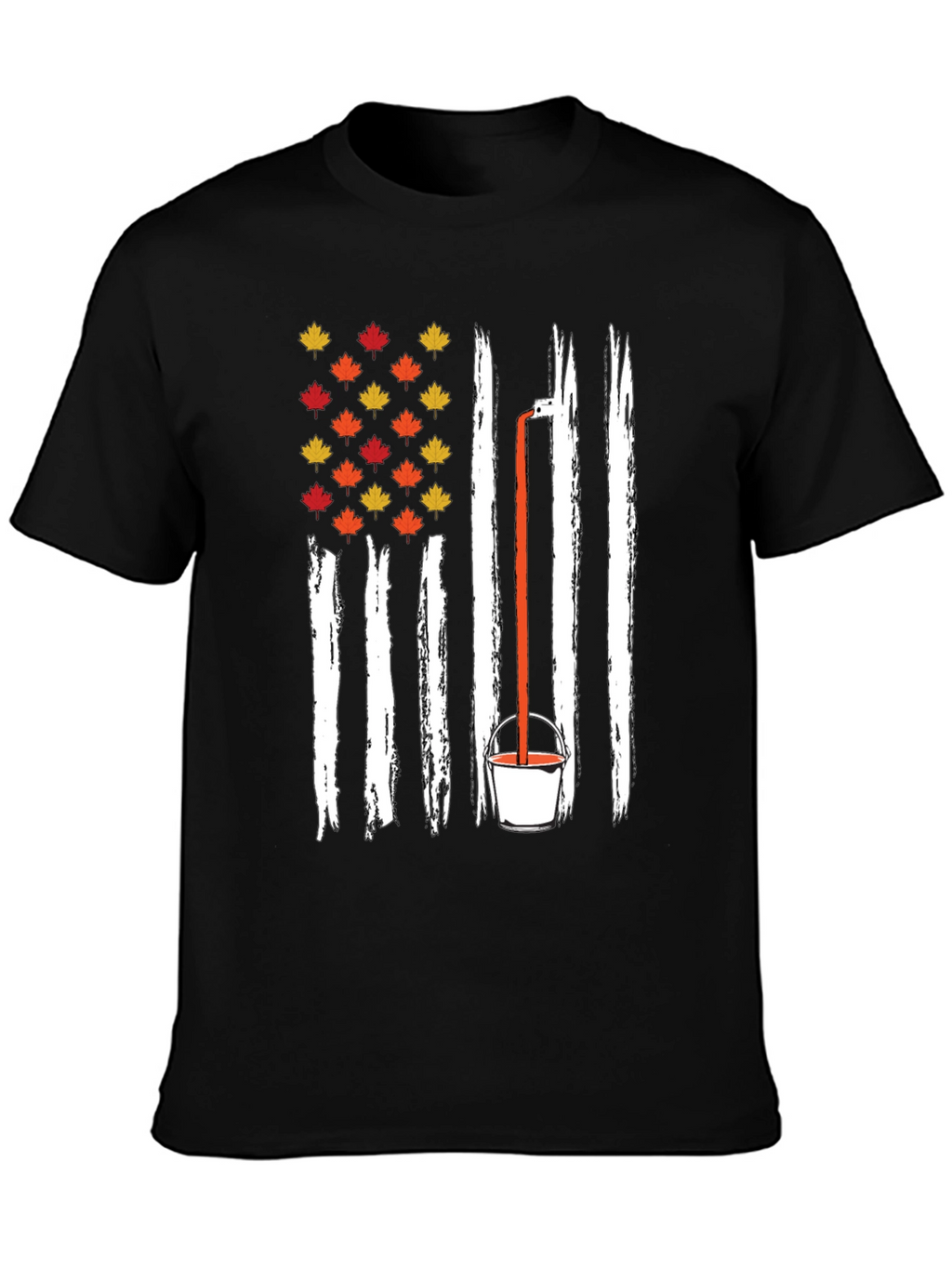 Fall Maple Leaf American Flag T-Shirt
